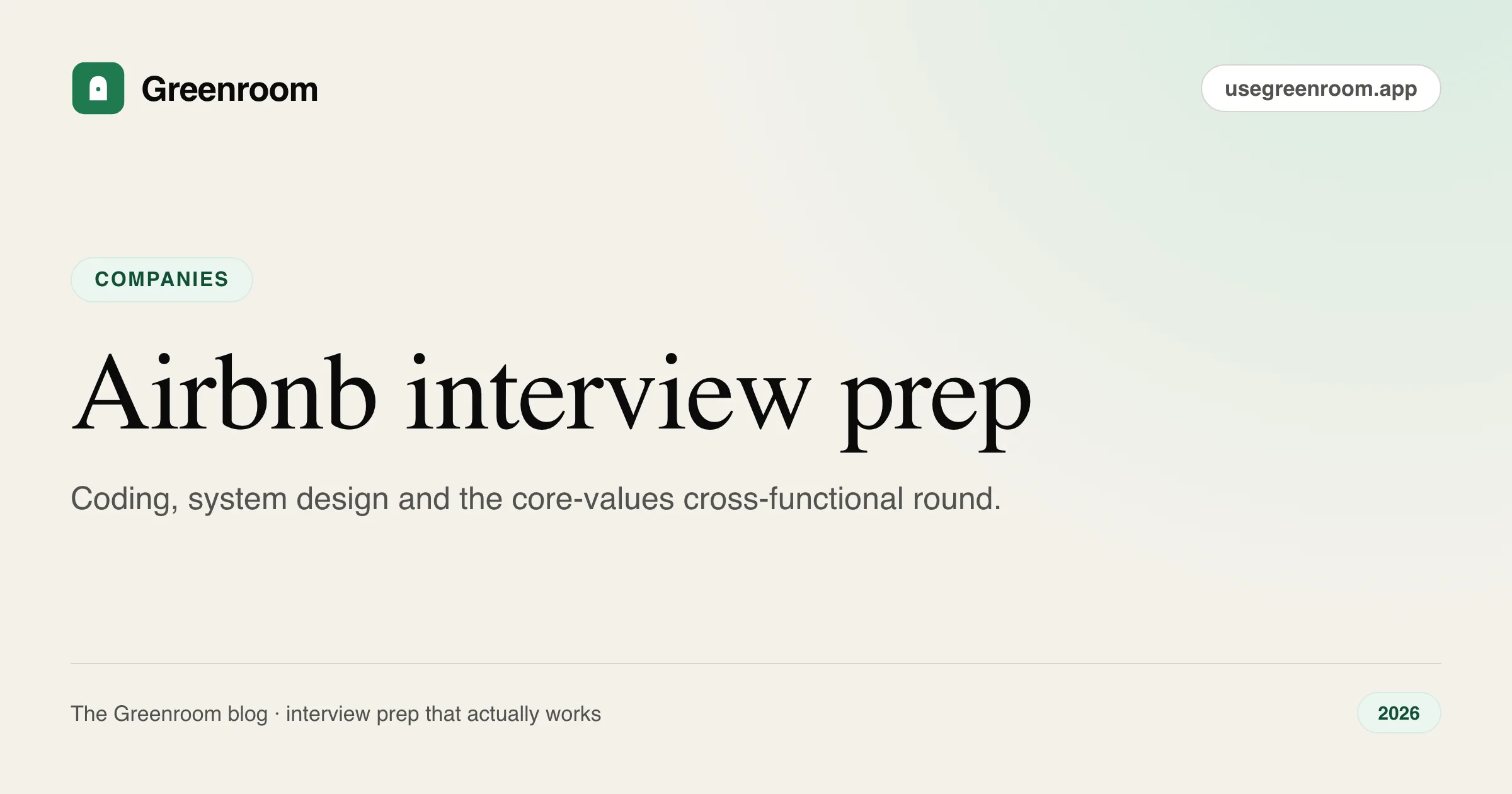 Airbnb interview preparation guide — cover from Greenroom, the AI mock interviewer