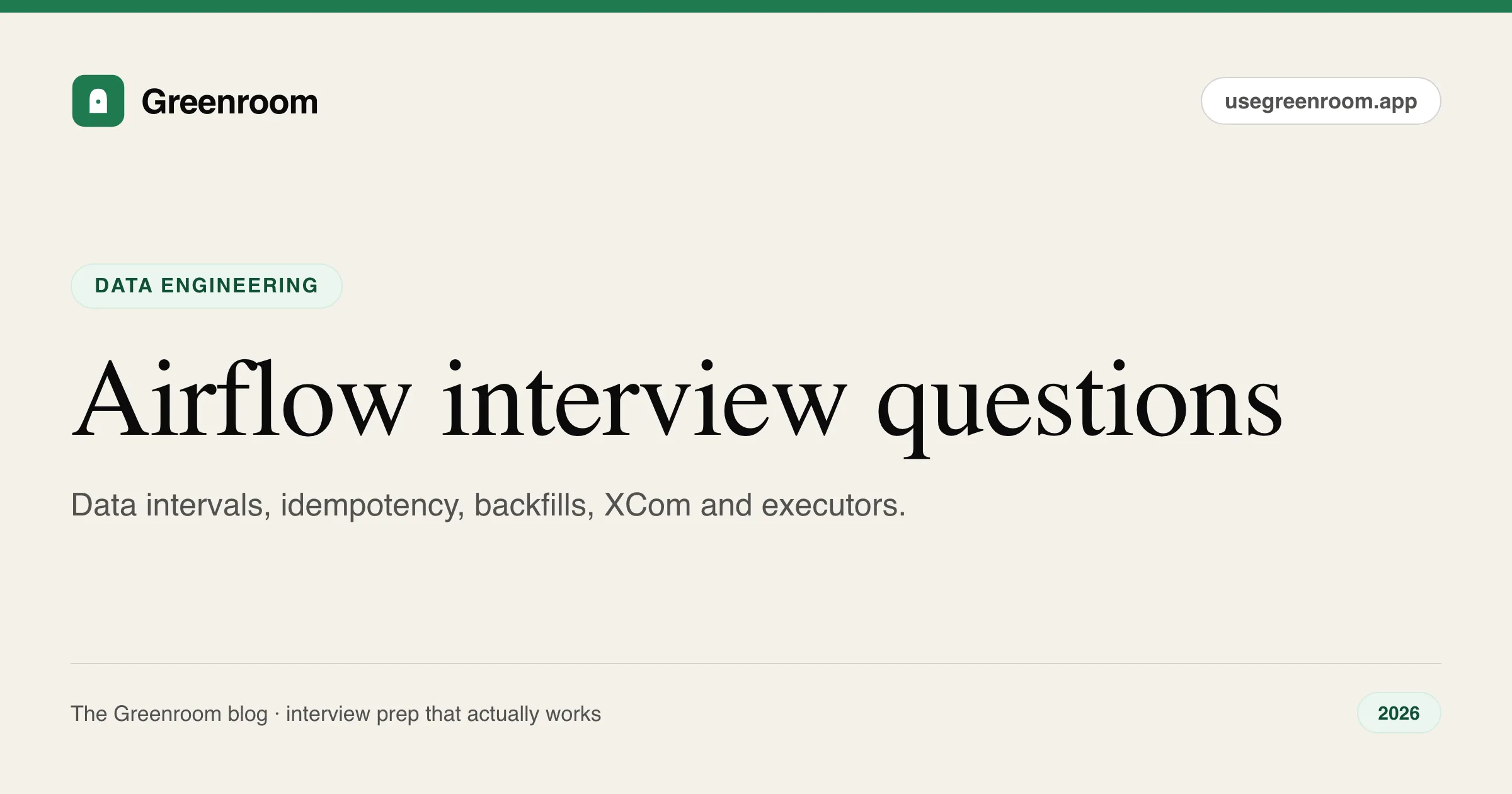 Apache Airflow interview questions and answers guide — cover from Greenroom, the AI mock interviewer