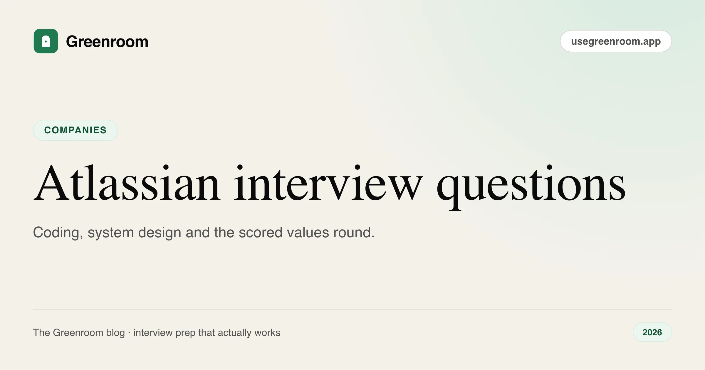 Atlassian interview questions and preparation guide — cover from Greenroom, the AI mock interviewer