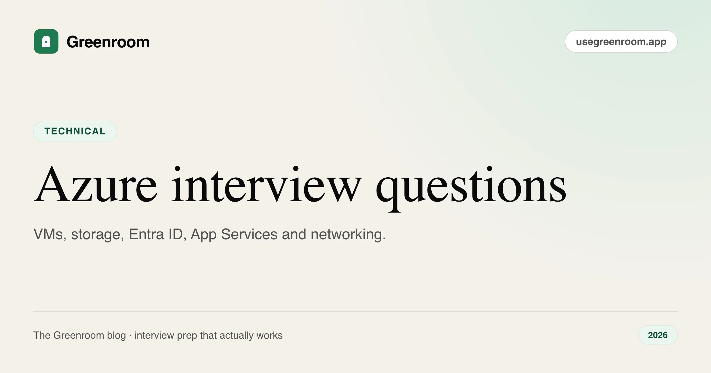 Azure interview questions and answers — cover from Greenroom, the AI mock interviewer