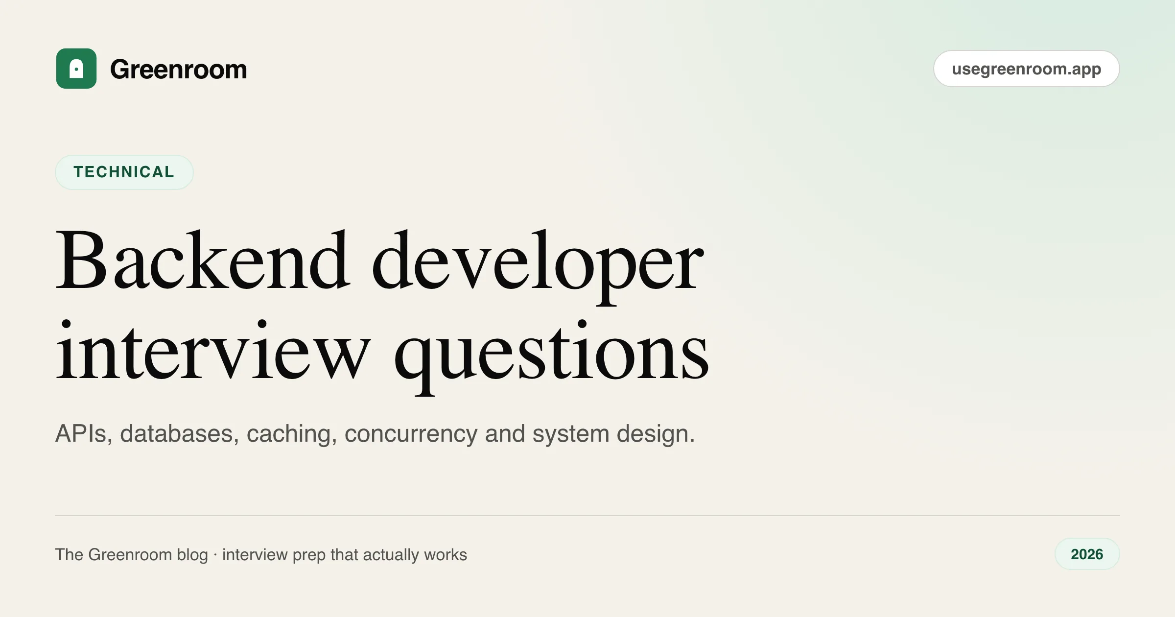 Backend developer interview questions — cover from Greenroom, the AI mock interviewer