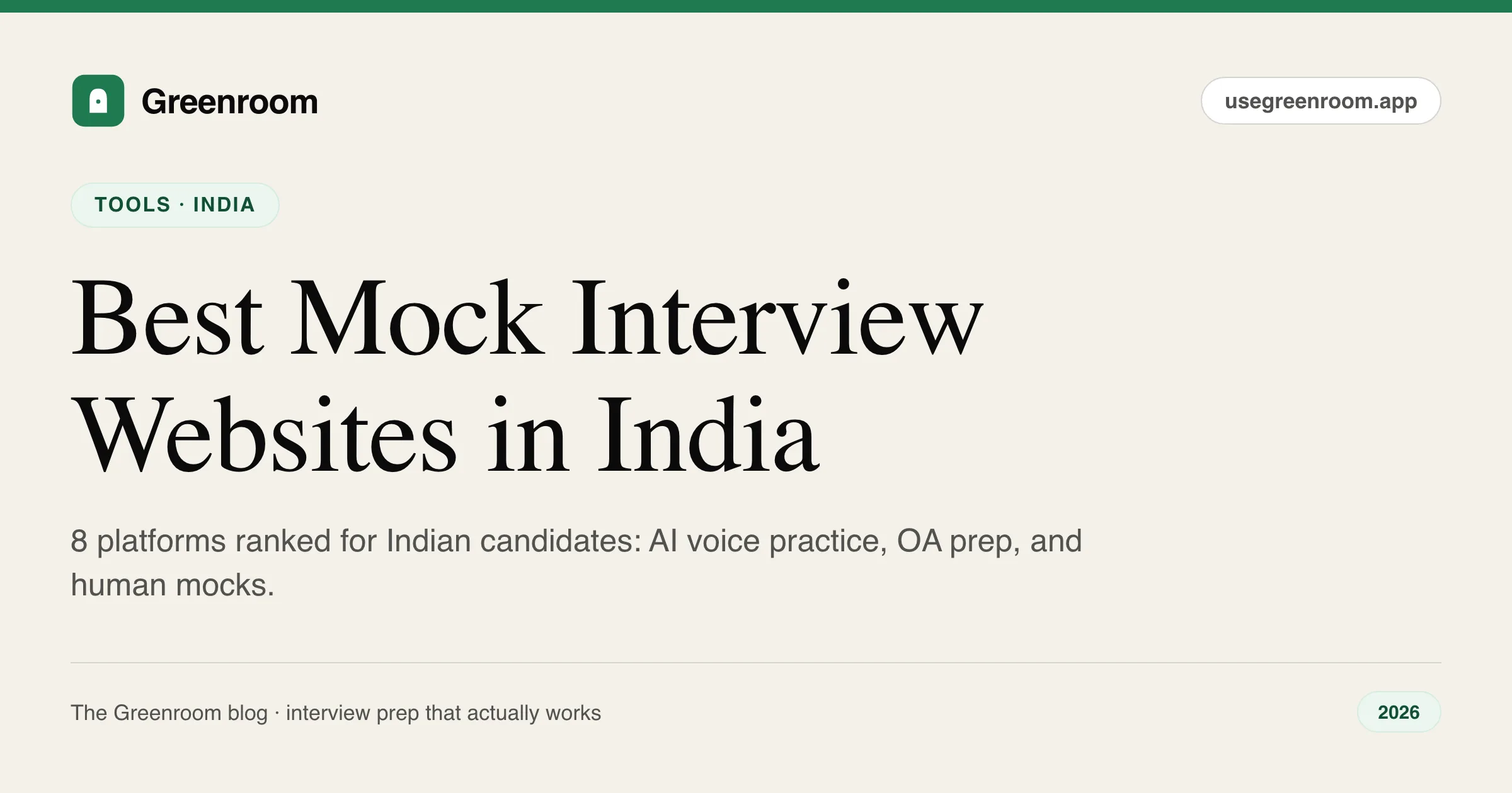 Best mock interview websites India — platform comparison guide from Greenroom, the AI voice mock interviewer