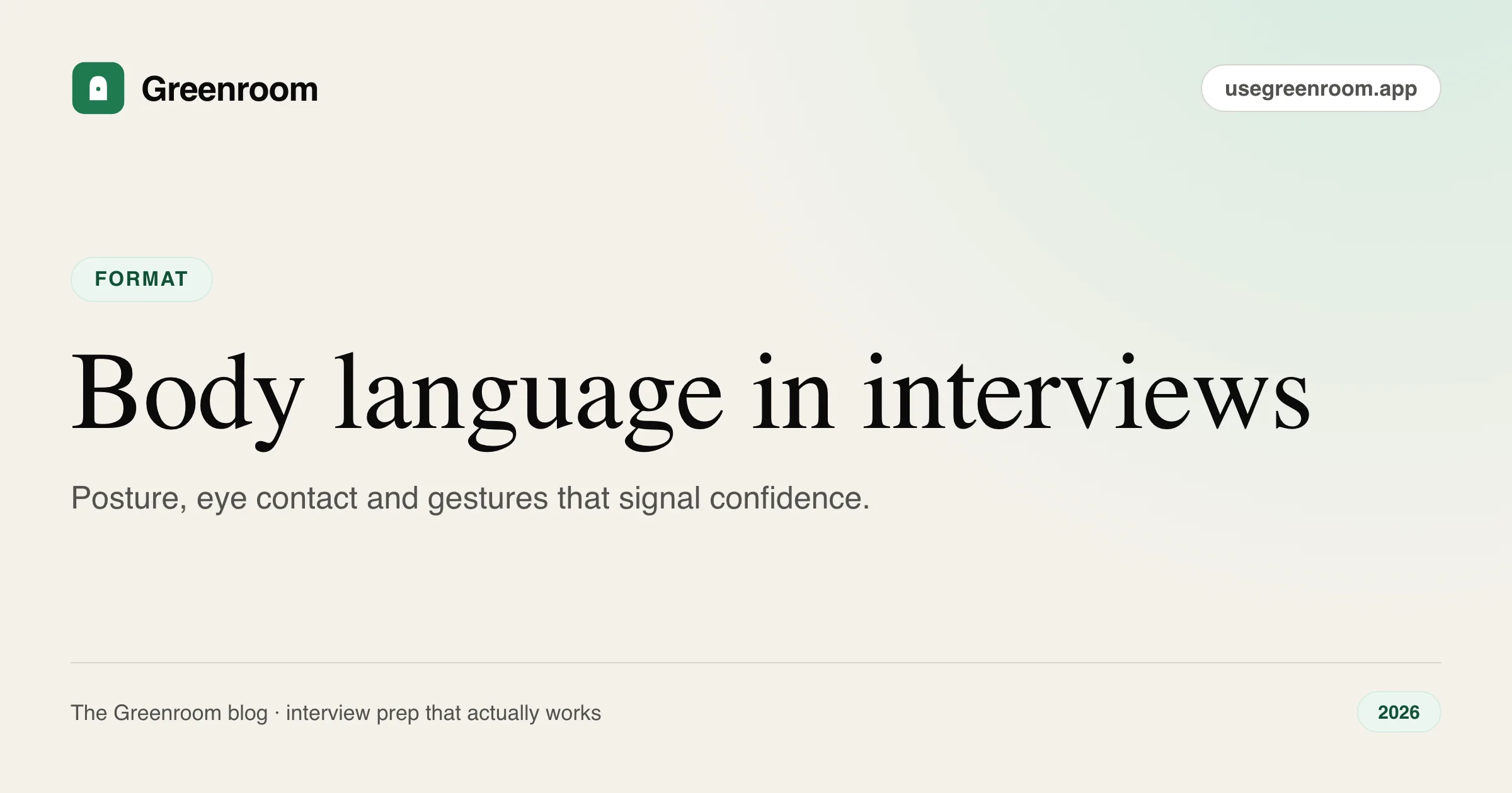 Body language in interviews — cover from Greenroom, the AI mock interviewer
