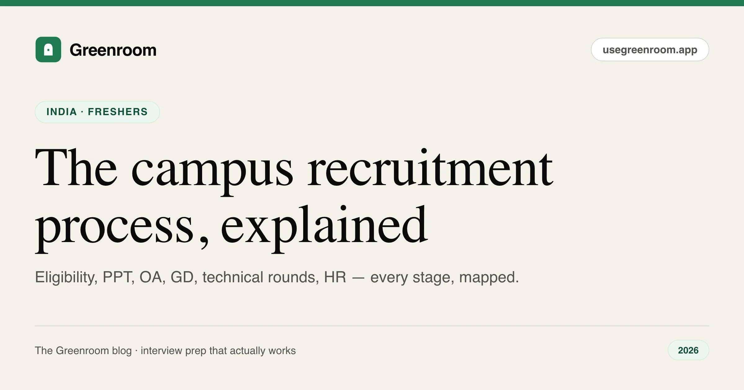 Campus recruitment process explained — the stages from pre-placement talk to offer letter, a Greenroom guide