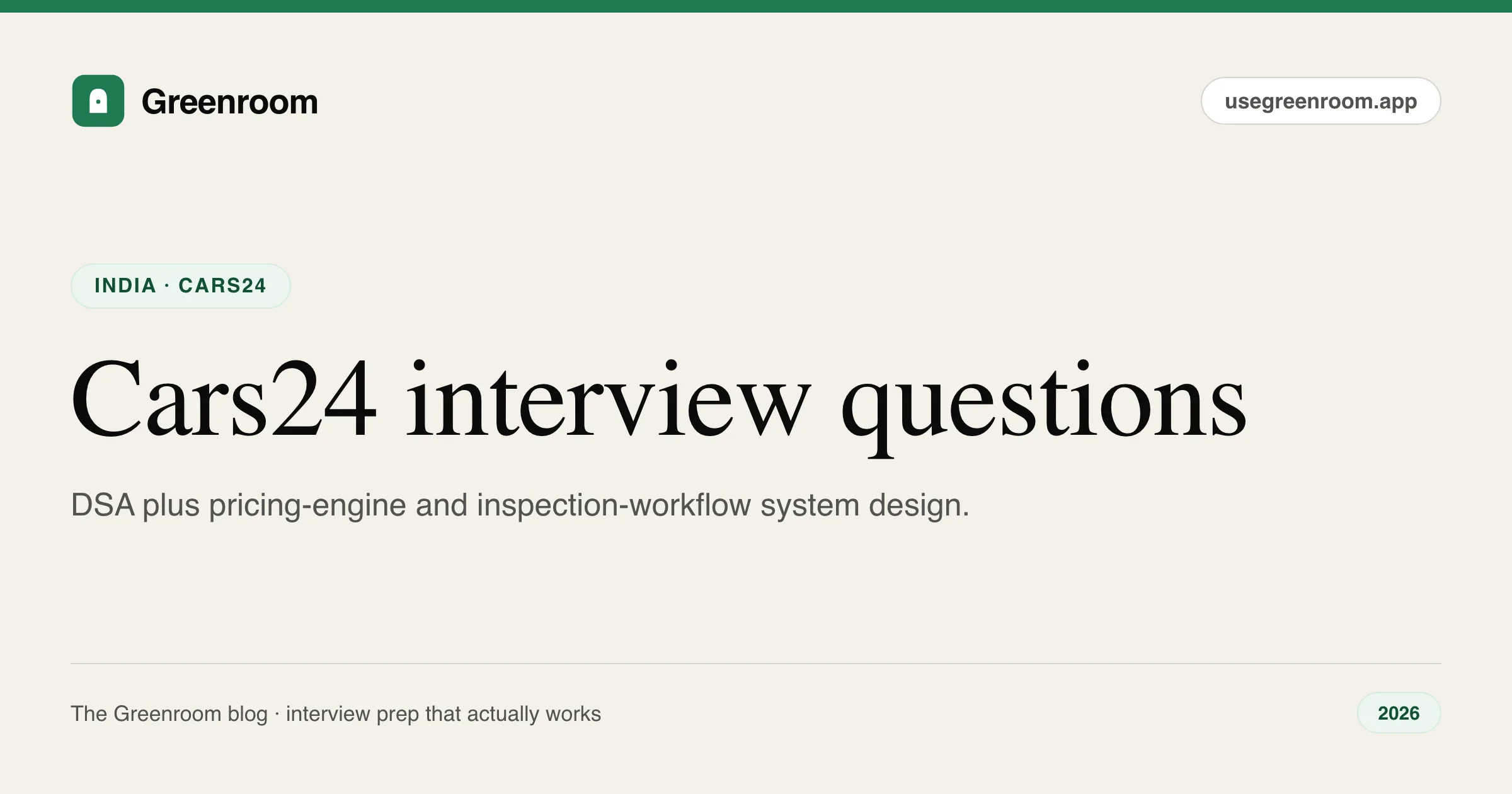 Cars24 interview questions — cover from Greenroom, the AI mock interviewer