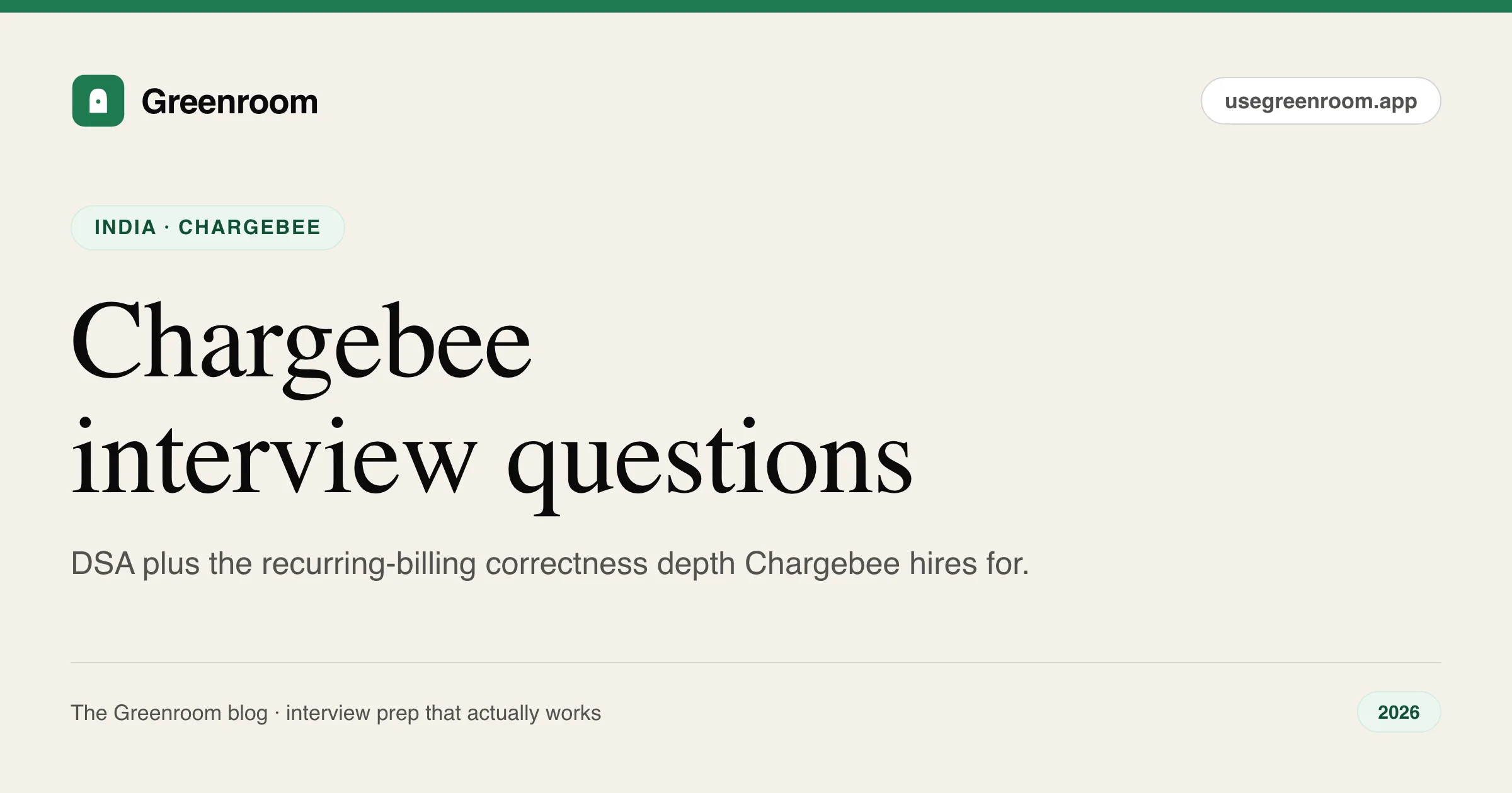 Chargebee interview questions — cover from Greenroom, the AI mock interviewer