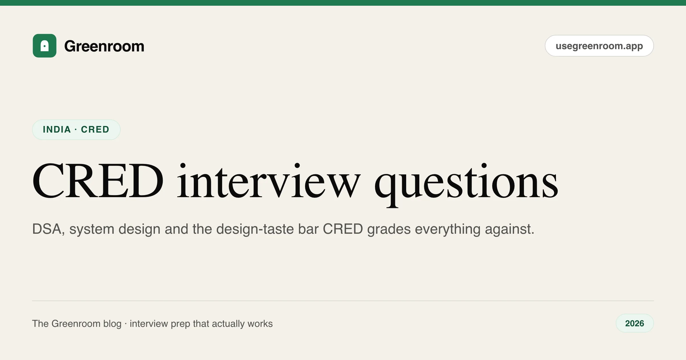 CRED interview questions — cover from Greenroom, the AI mock interviewer