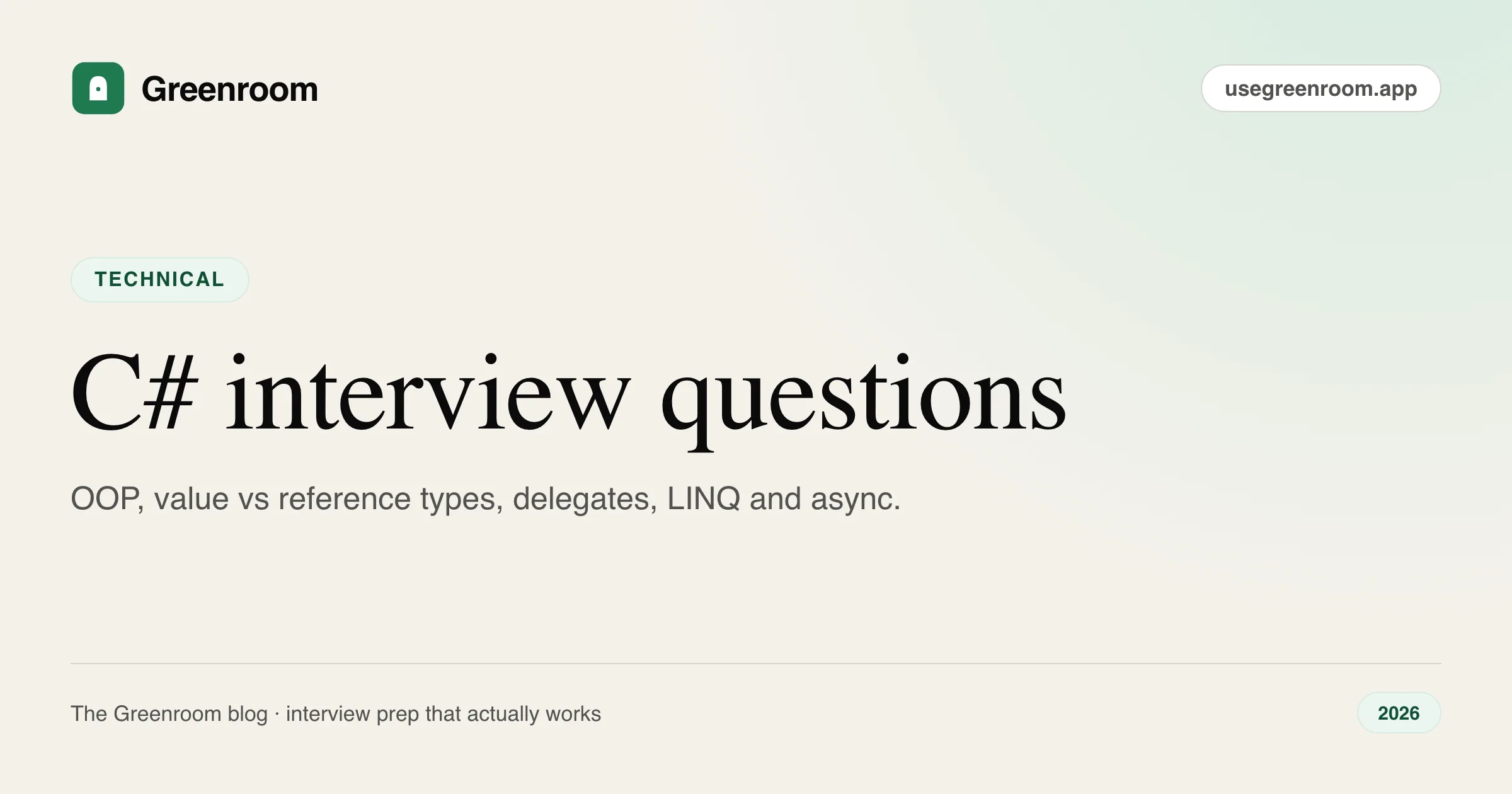 C# interview questions and answers — cover from Greenroom, the AI mock interviewer