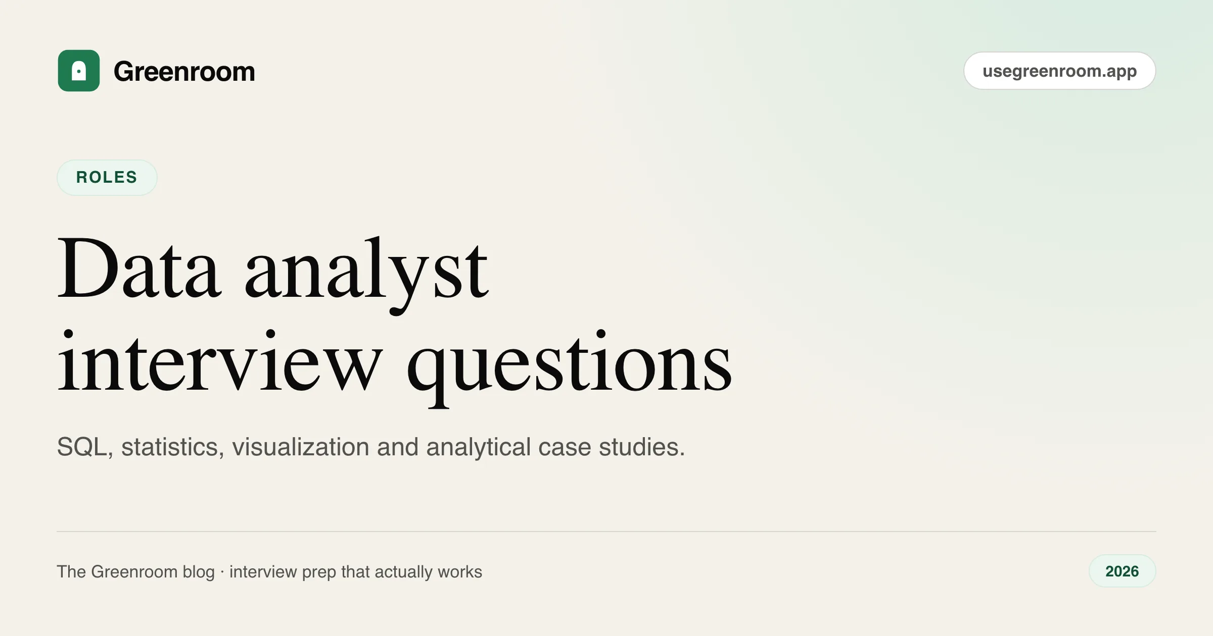 Data analyst interview questions and answers — cover from Greenroom, the AI mock interviewer