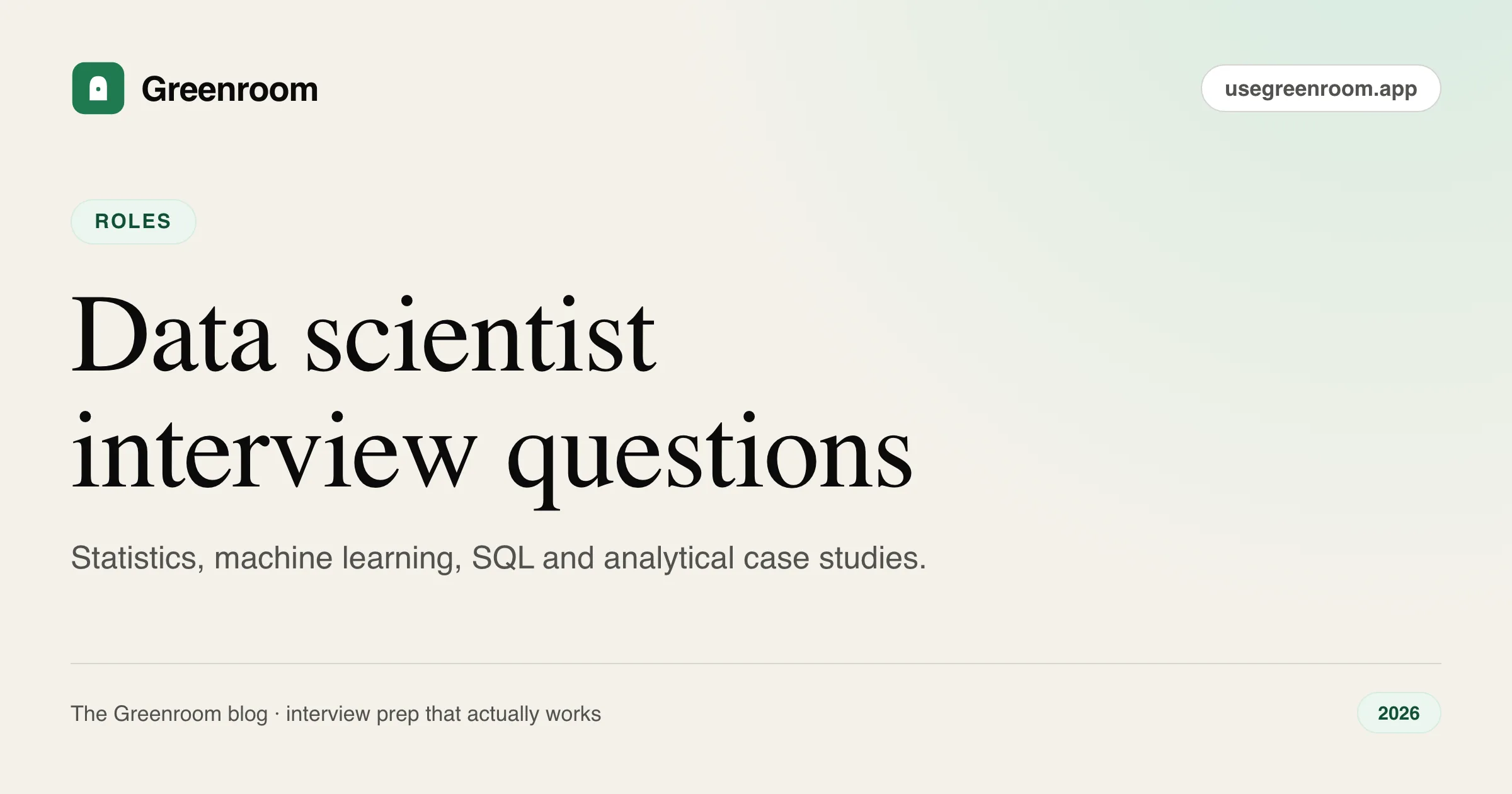 Data scientist interview questions and answers — cover from Greenroom, the AI mock interviewer