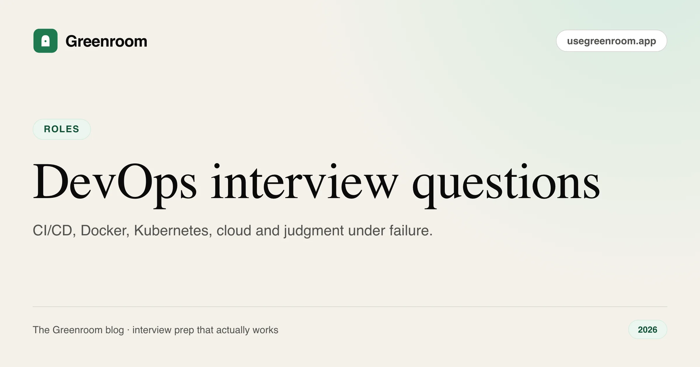 DevOps engineer interview questions and answers — cover from Greenroom, the AI mock interviewer