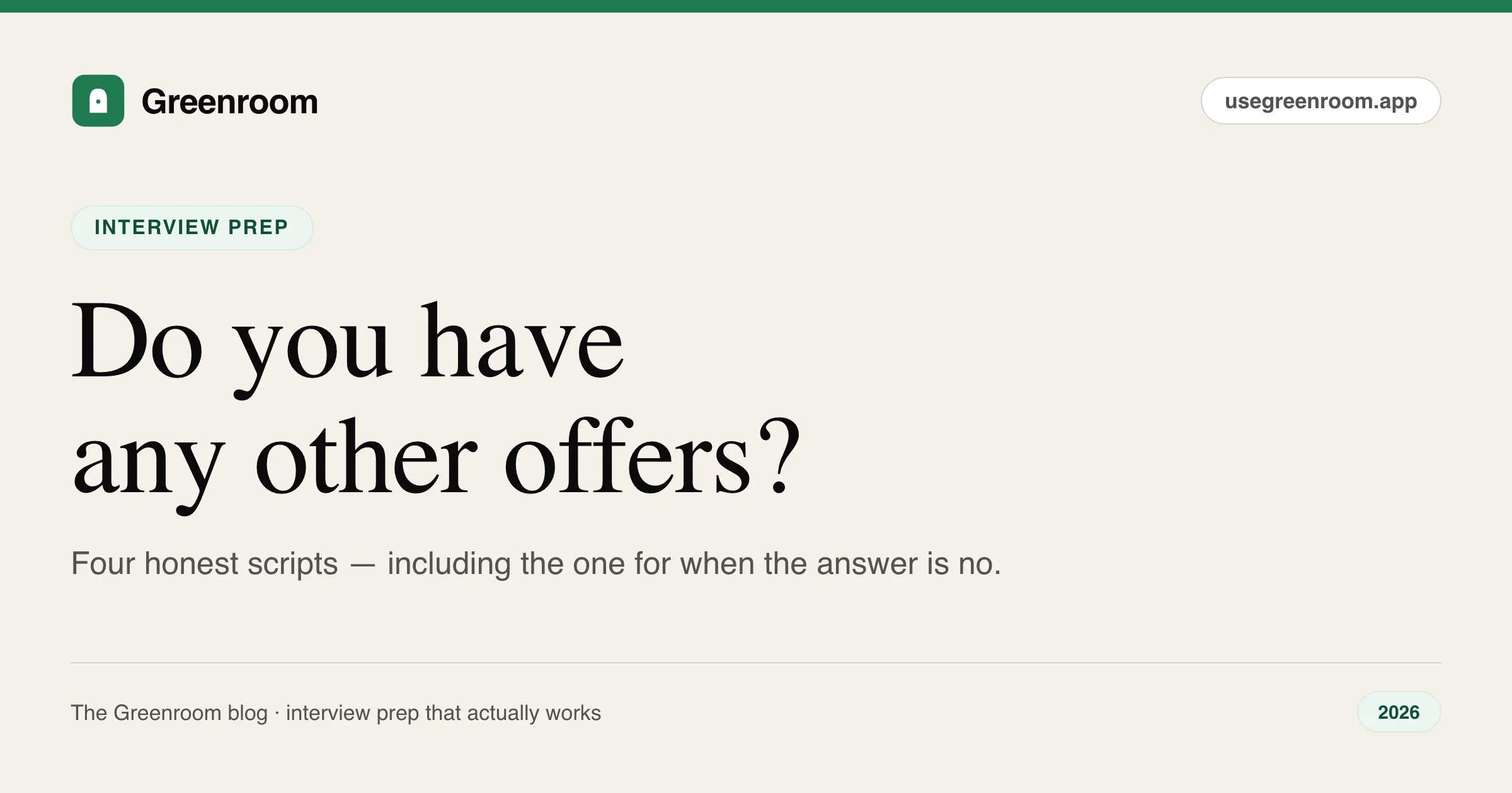Do you have any other offers interview answer — guide cover from Greenroom, the AI mock interviewer