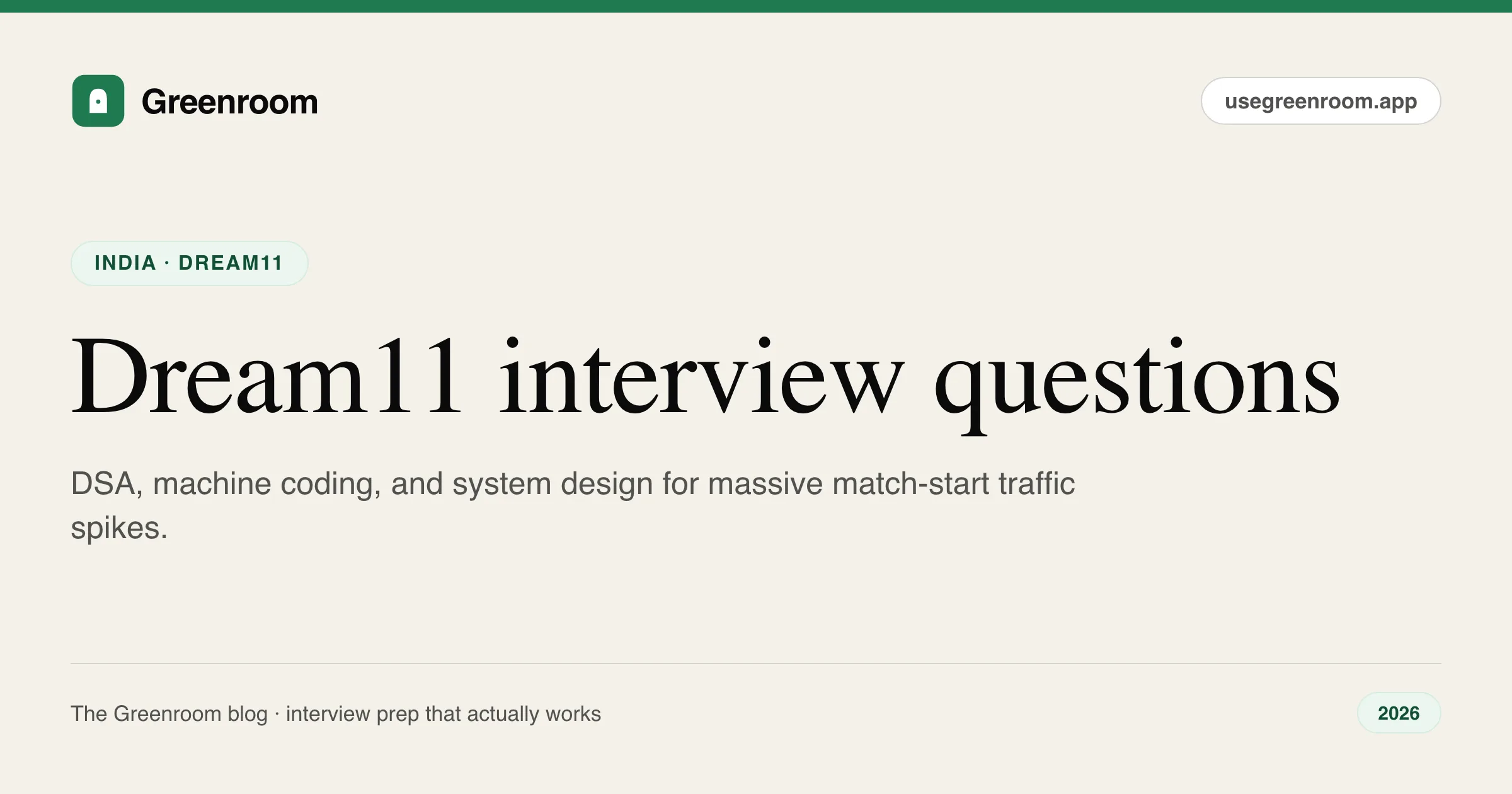 Dream11 interview questions — cover from Greenroom, the AI mock interviewer