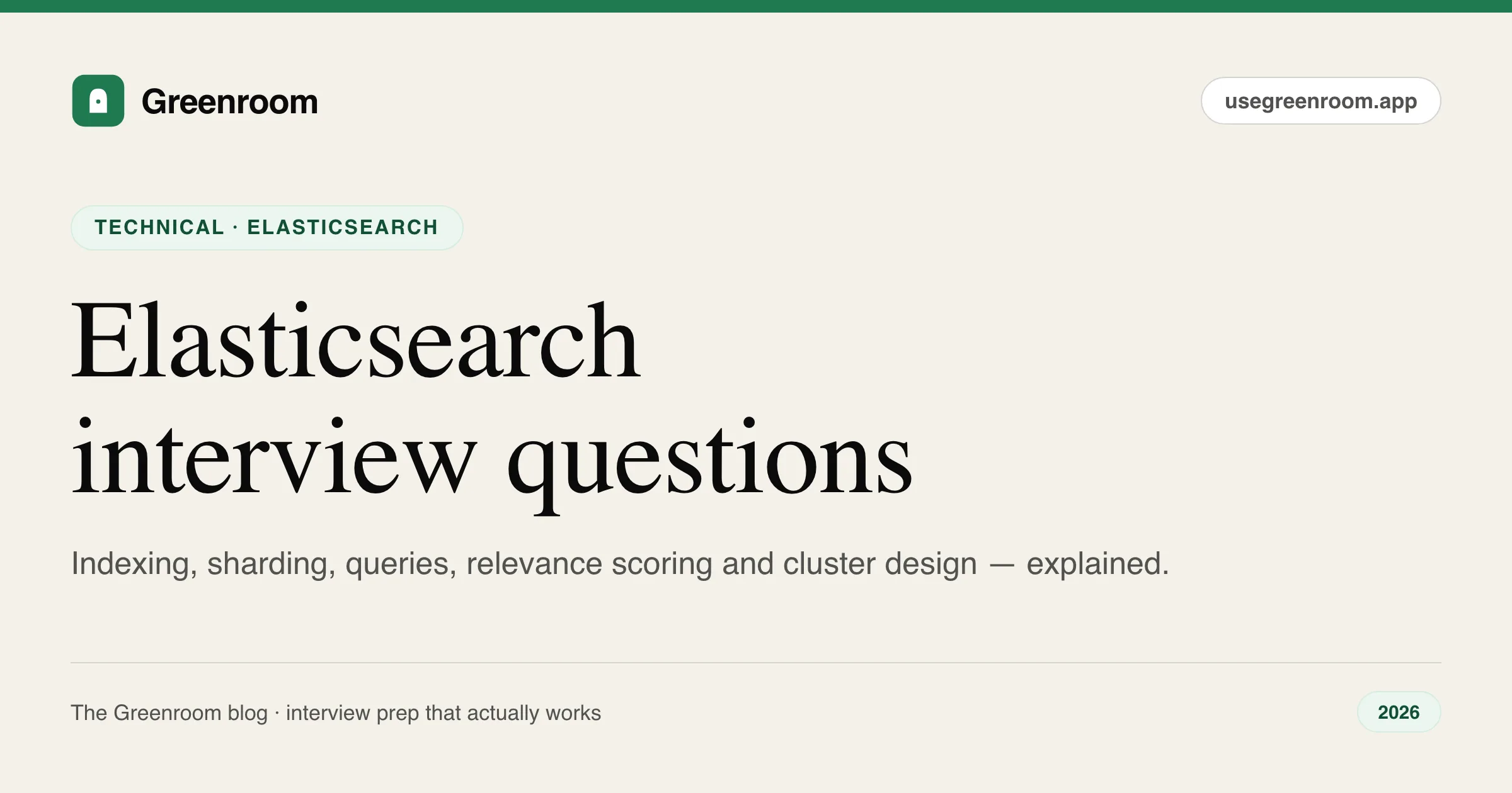 Elasticsearch interview questions and answers — cover from Greenroom, the AI mock interviewer
