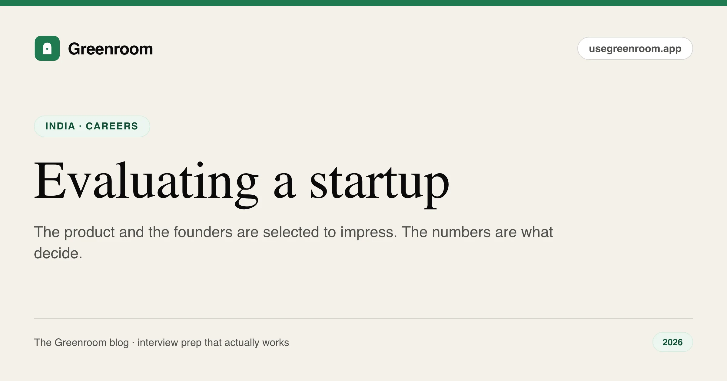 How to evaluate a startup before joining — runway, funding, burn and headcount questions to ask, career guide from Greenroom, the AI mock interviewer