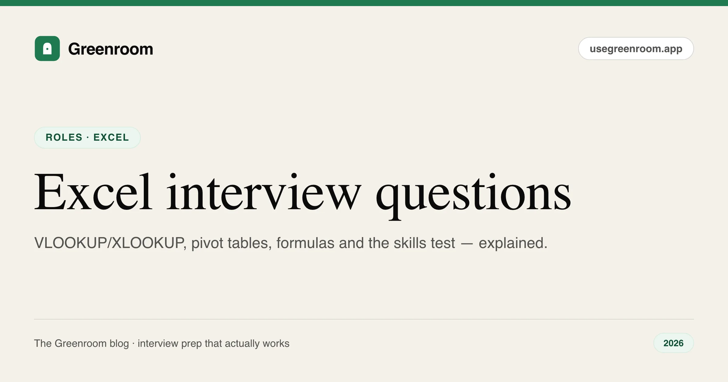 Excel interview questions and answers — VLOOKUP, pivot tables and formulas explained for a data analyst interview