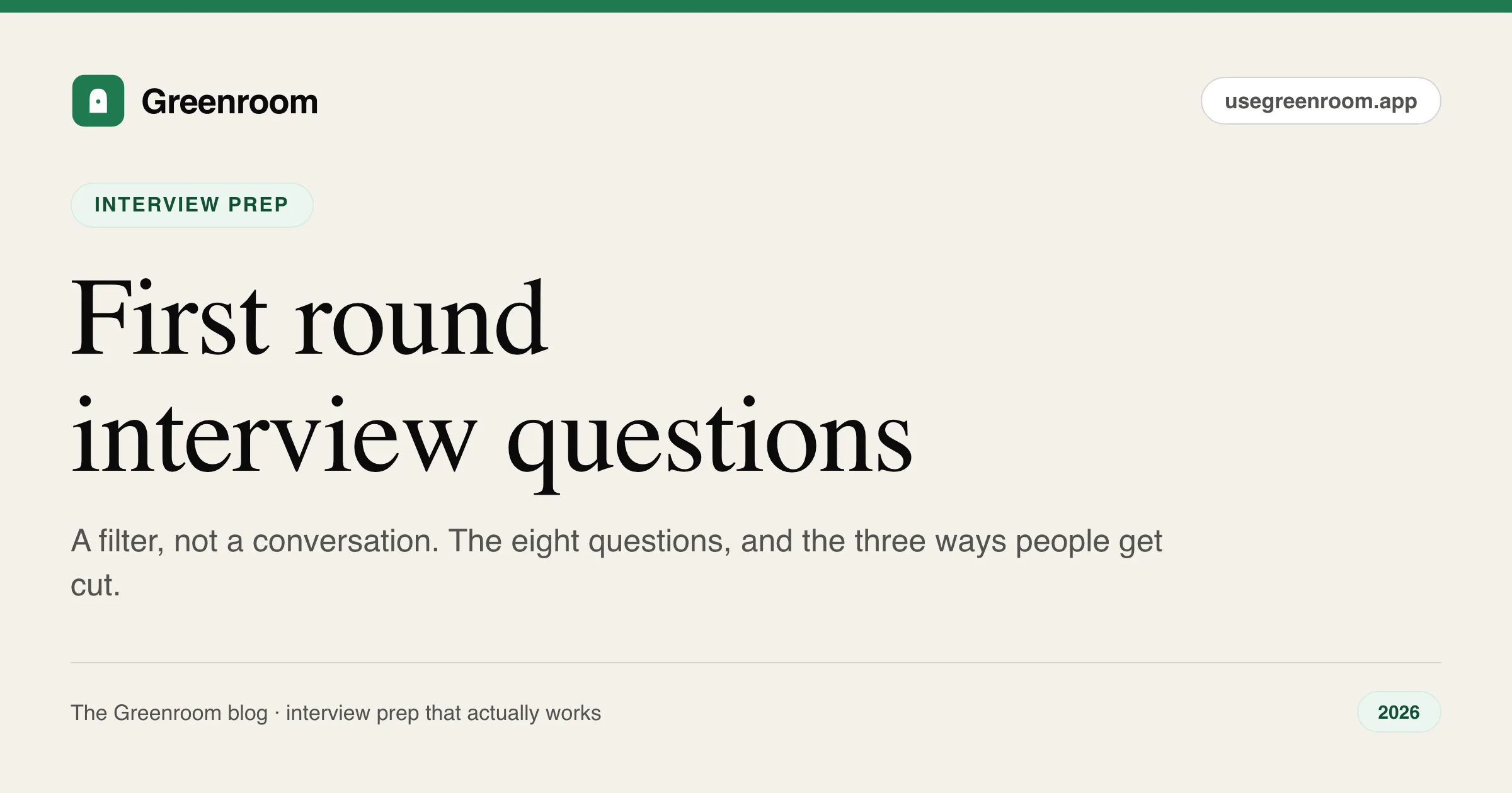 First round interview questions and answers — recruiter screen guide from Greenroom, the AI mock interviewer