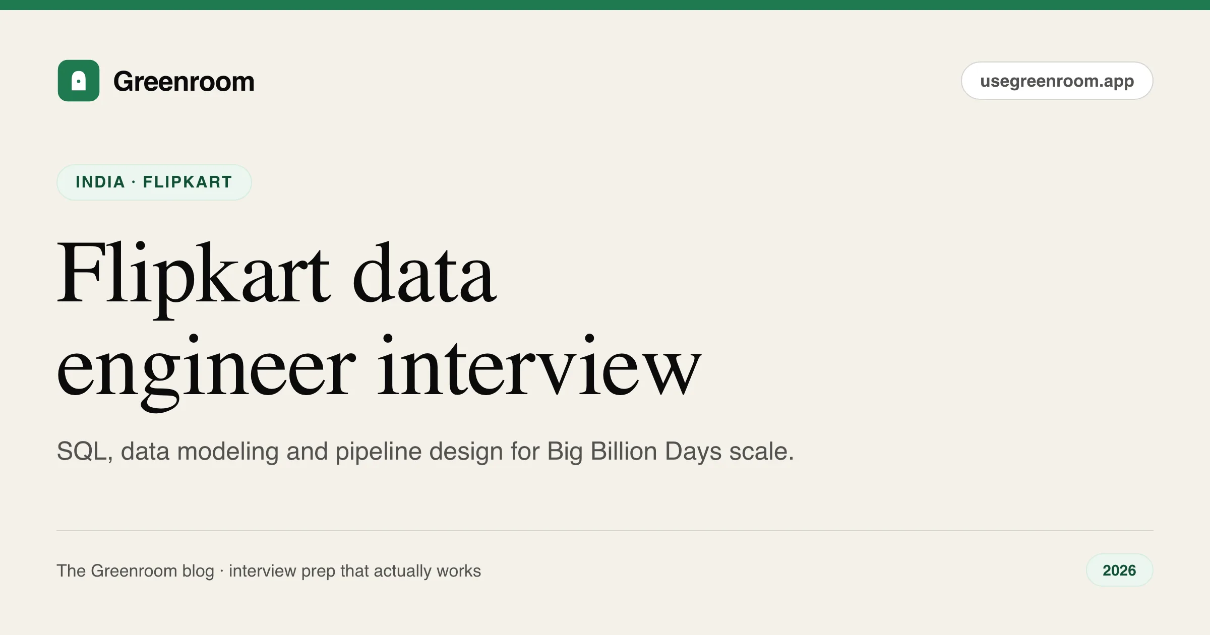Flipkart data engineer interview questions — cover from Greenroom, the AI mock interviewer