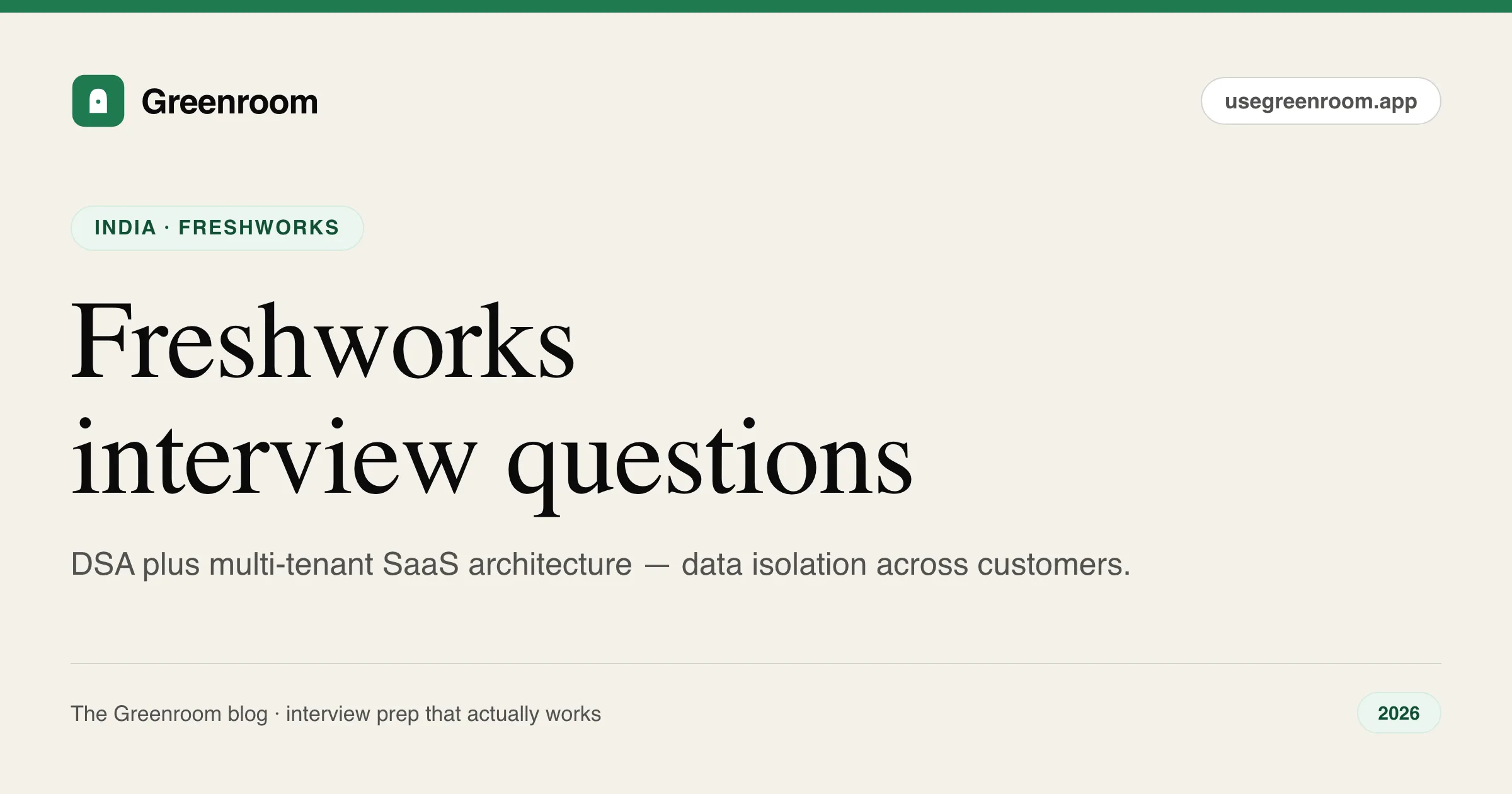 Freshworks interview questions — cover from Greenroom, the AI mock interviewer