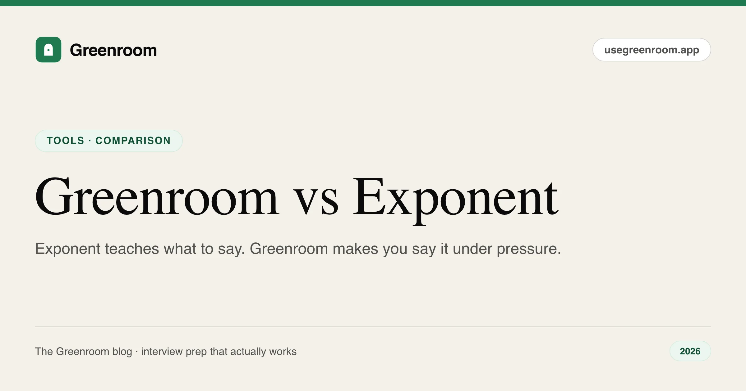 Greenroom vs Exponent interview prep comparison — AI mock interview tool vs Exponent system design platform