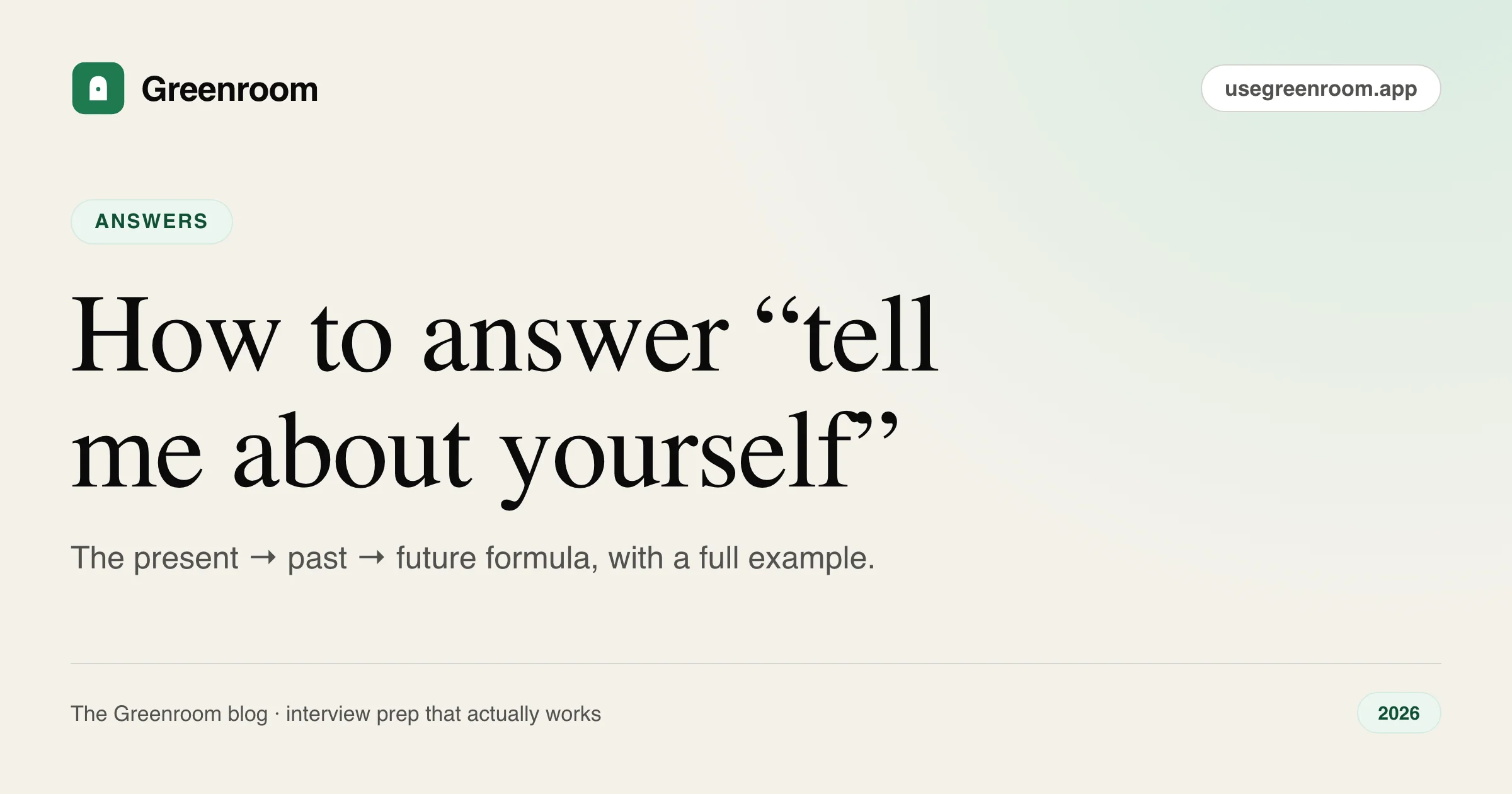 How to answer “tell me about yourself” as a software engineer — cover illustration from Greenroom, the AI mock interviewer