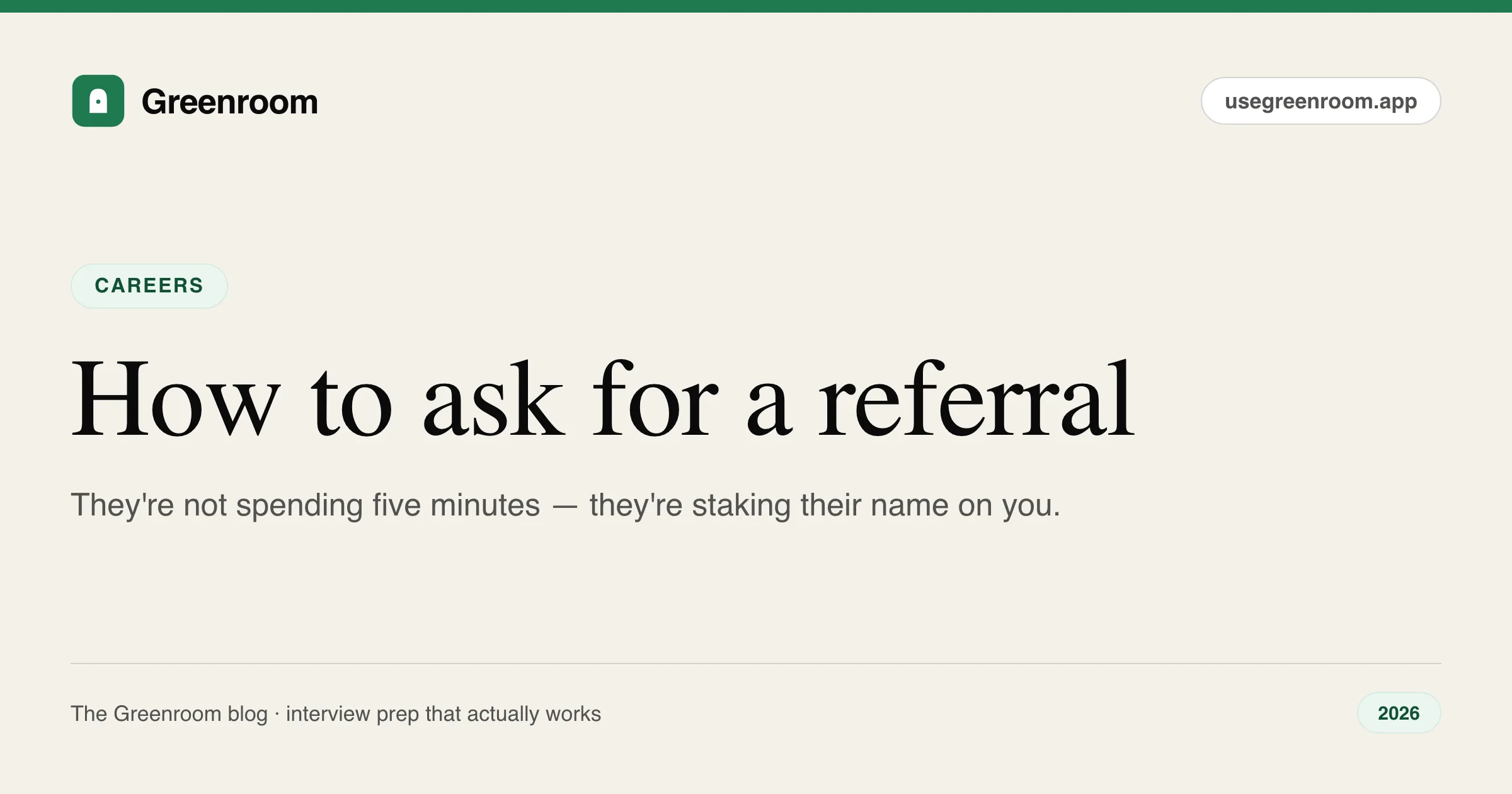 How to ask for a referral with templates — job search guide from Greenroom, the AI mock interviewer