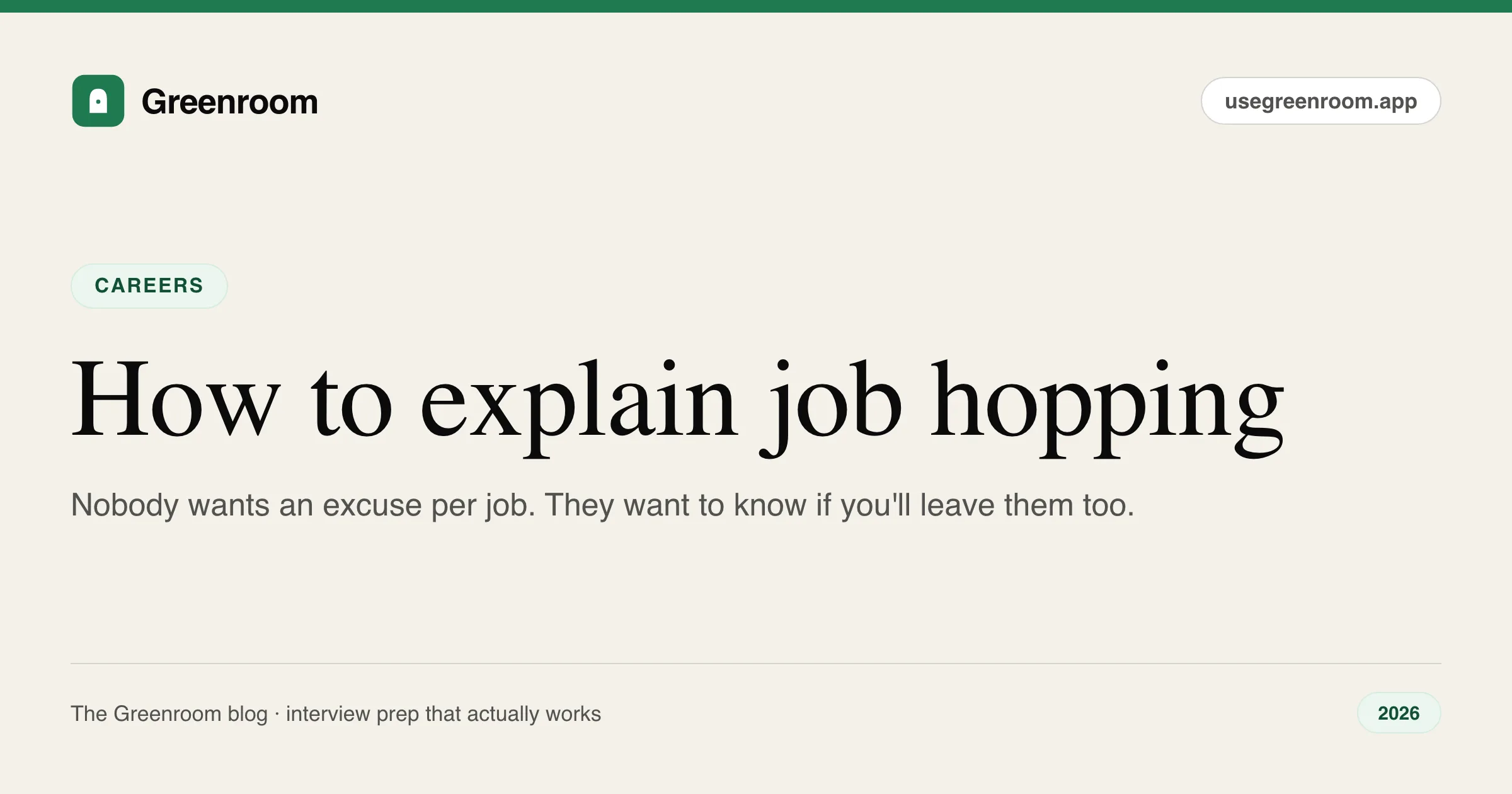 How to explain job hopping in an interview — career guide from Greenroom, the AI mock interviewer