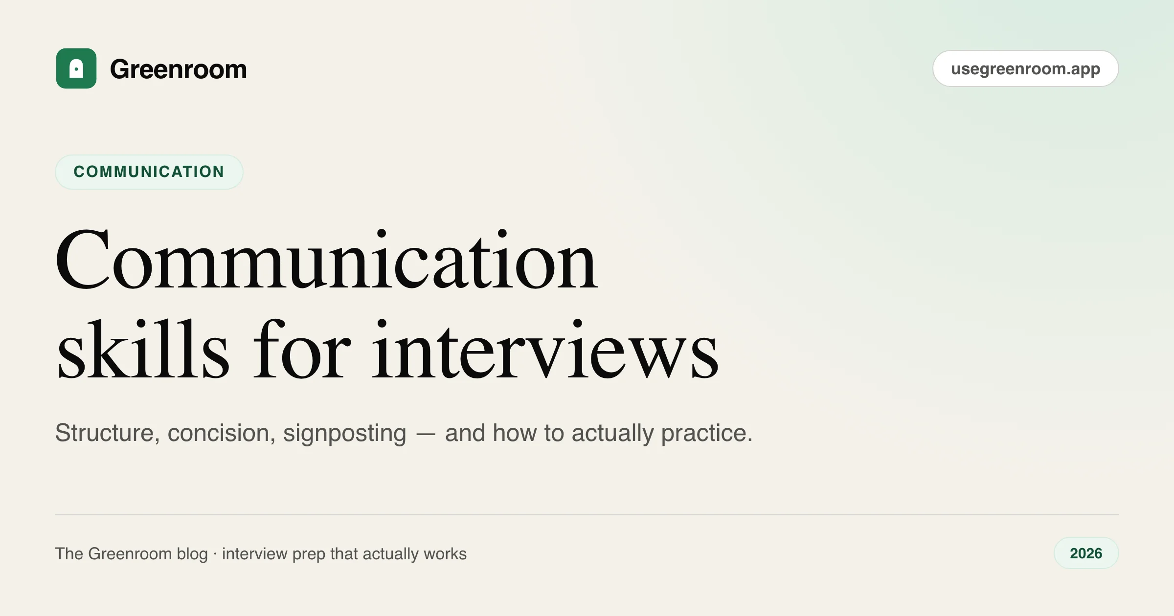 How to improve your communication skills for interviews — cover illustration from Greenroom, the AI mock interviewer