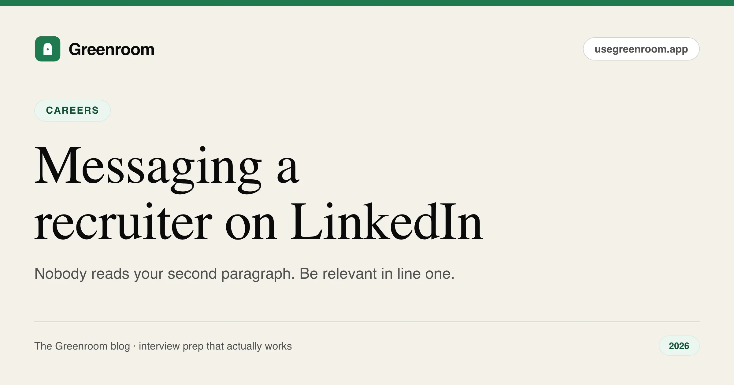 How to message a recruiter on LinkedIn with templates — job search guide from Greenroom, the AI mock interviewer