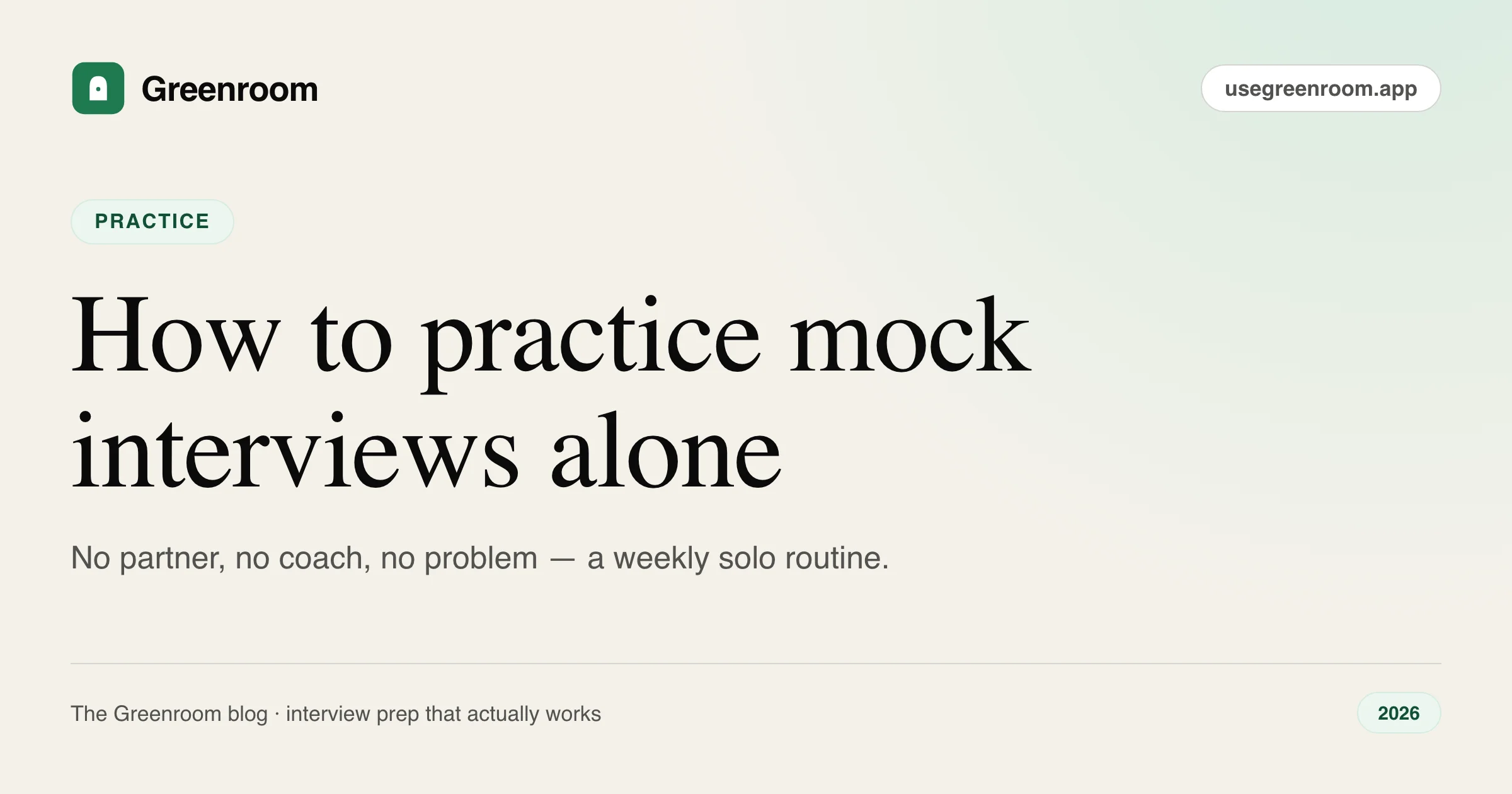 How to practice mock interviews alone — cover illustration from Greenroom, the AI mock interviewer