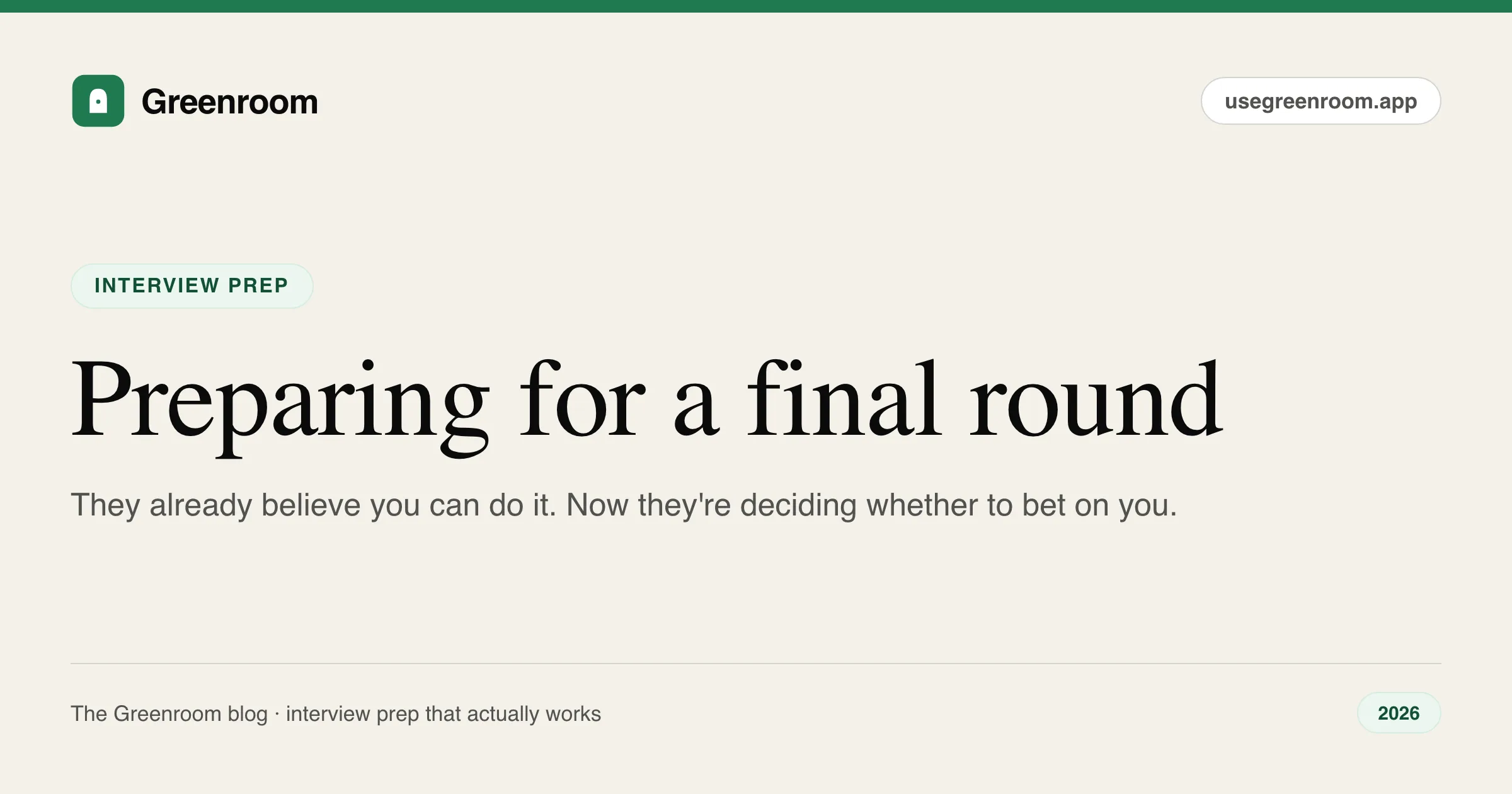 How to prepare for a final round interview — guide cover from Greenroom, the AI mock interviewer