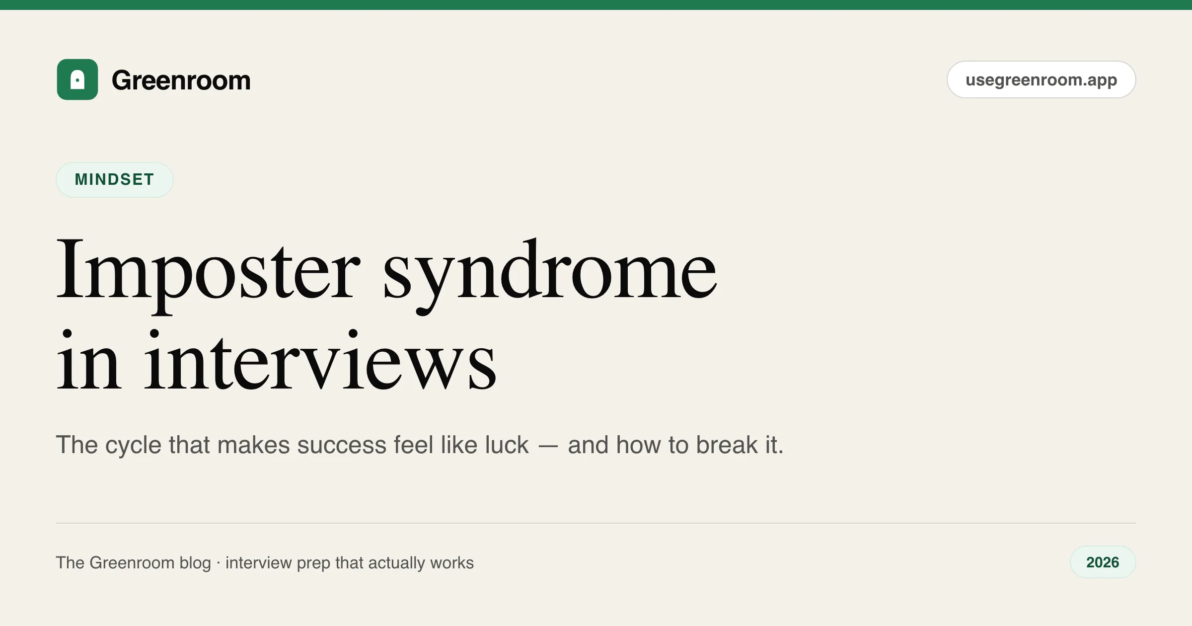 Imposter syndrome in interviews — the imposter cycle diagram from Greenroom, the AI mock interviewer