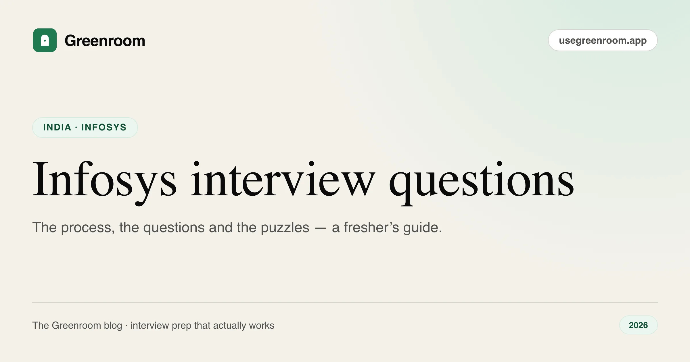 Infosys interview questions and process guide — cover from Greenroom, the AI mock interviewer