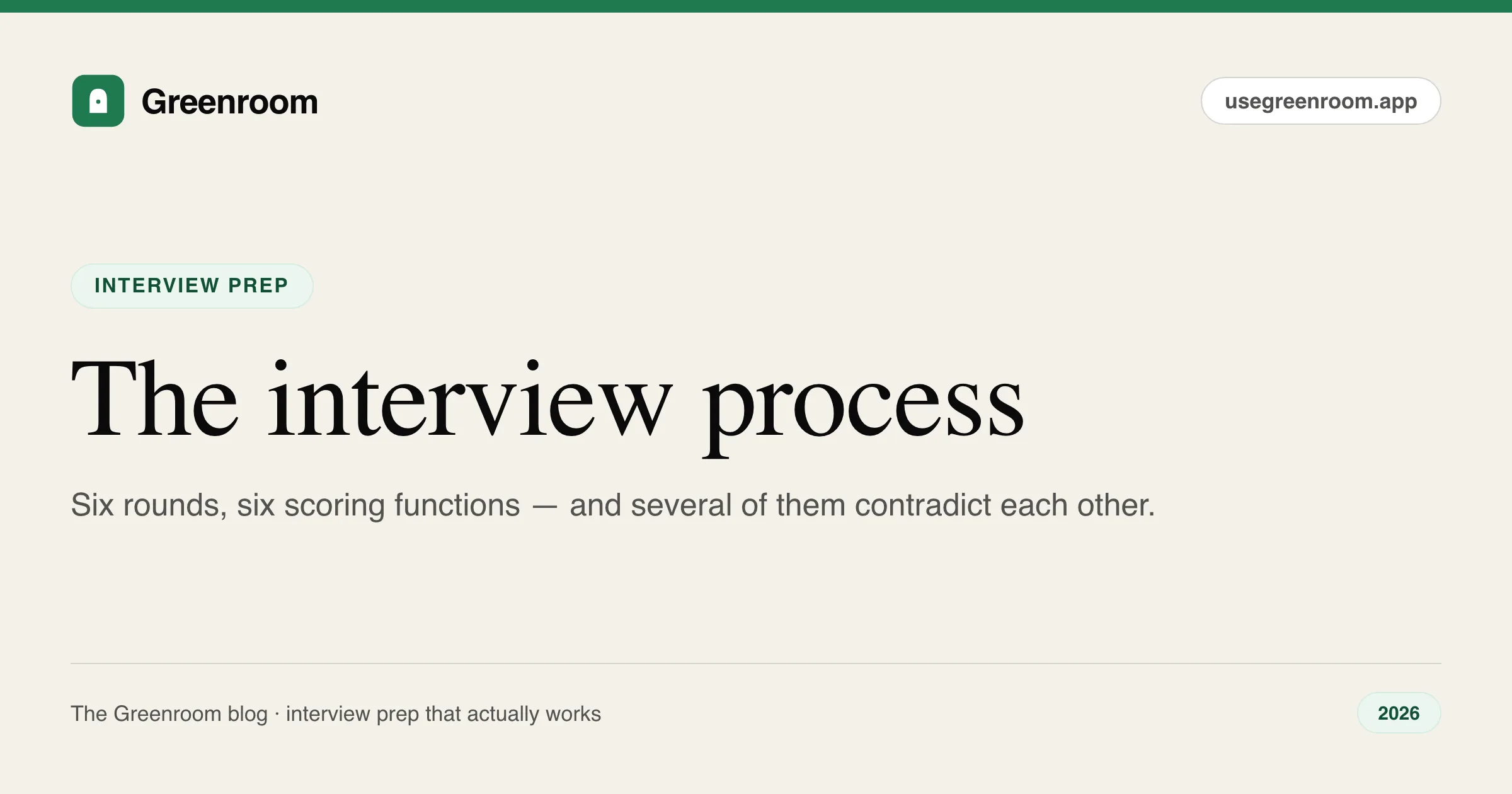 The interview process explained stage by stage — what each hiring round actually measures, guide from Greenroom, the AI mock interviewer