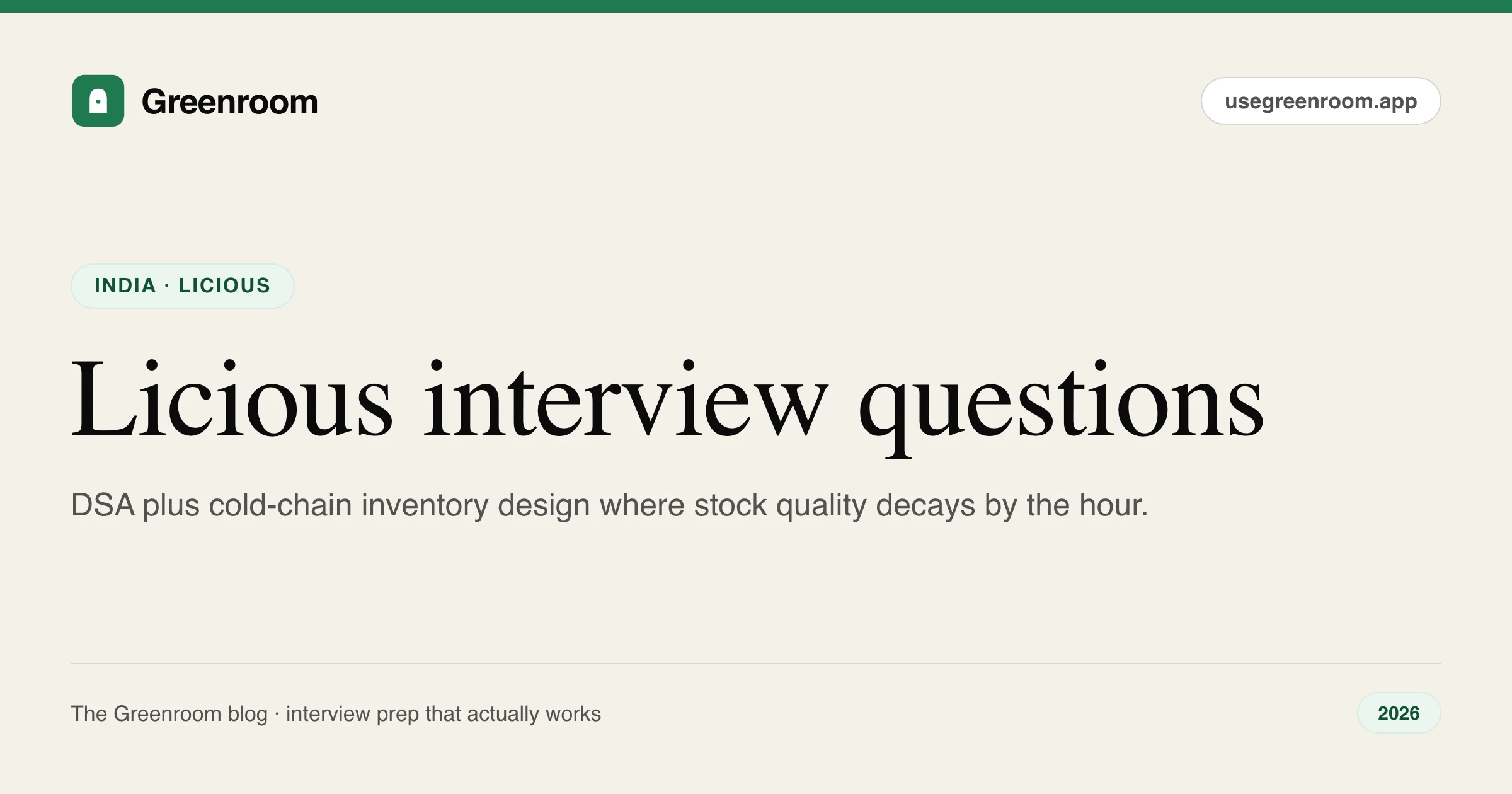 Licious interview questions — cover from Greenroom, the AI mock interviewer