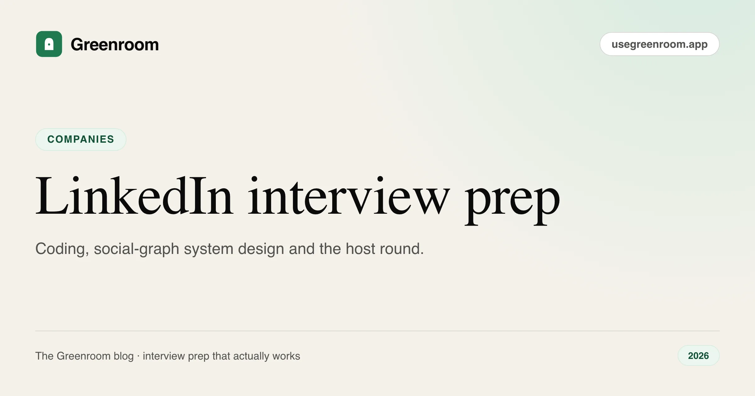 LinkedIn interview preparation guide — cover from Greenroom, the AI mock interviewer