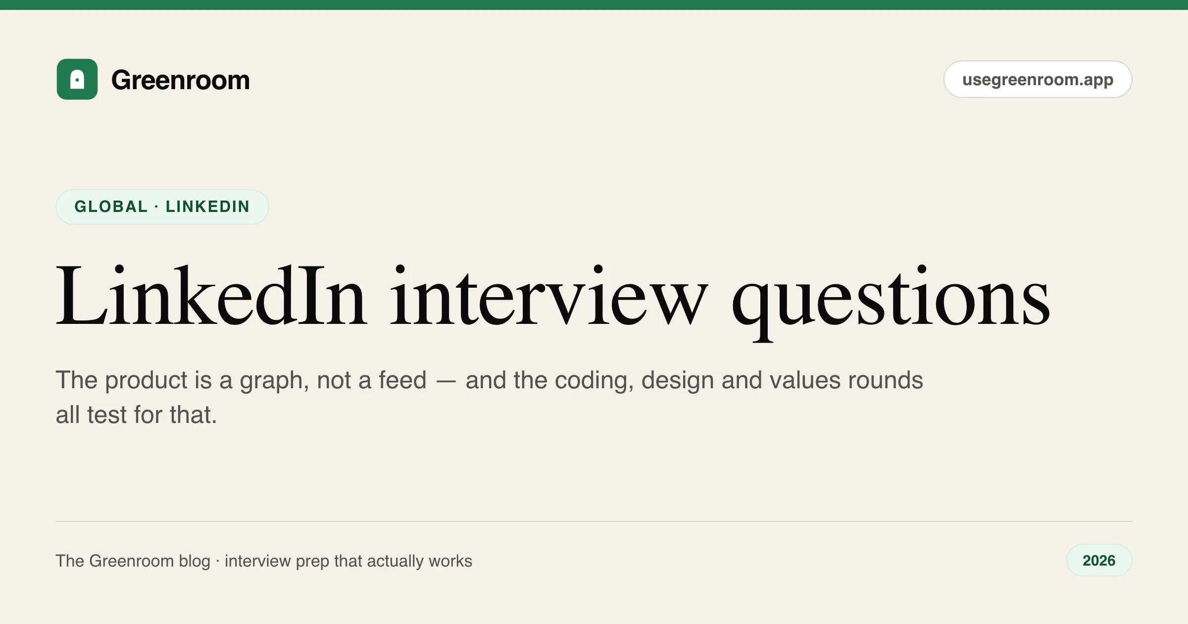 LinkedIn interview questions guide — cover from Greenroom, the AI mock interviewer