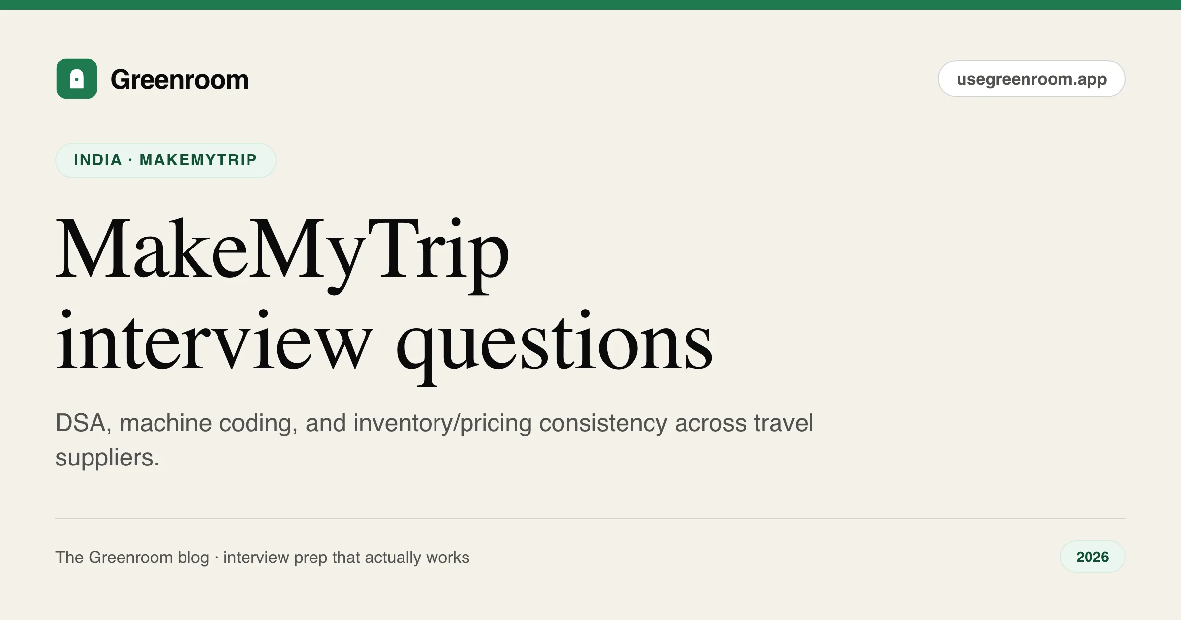 MakeMyTrip interview questions — cover from Greenroom, the AI mock interviewer