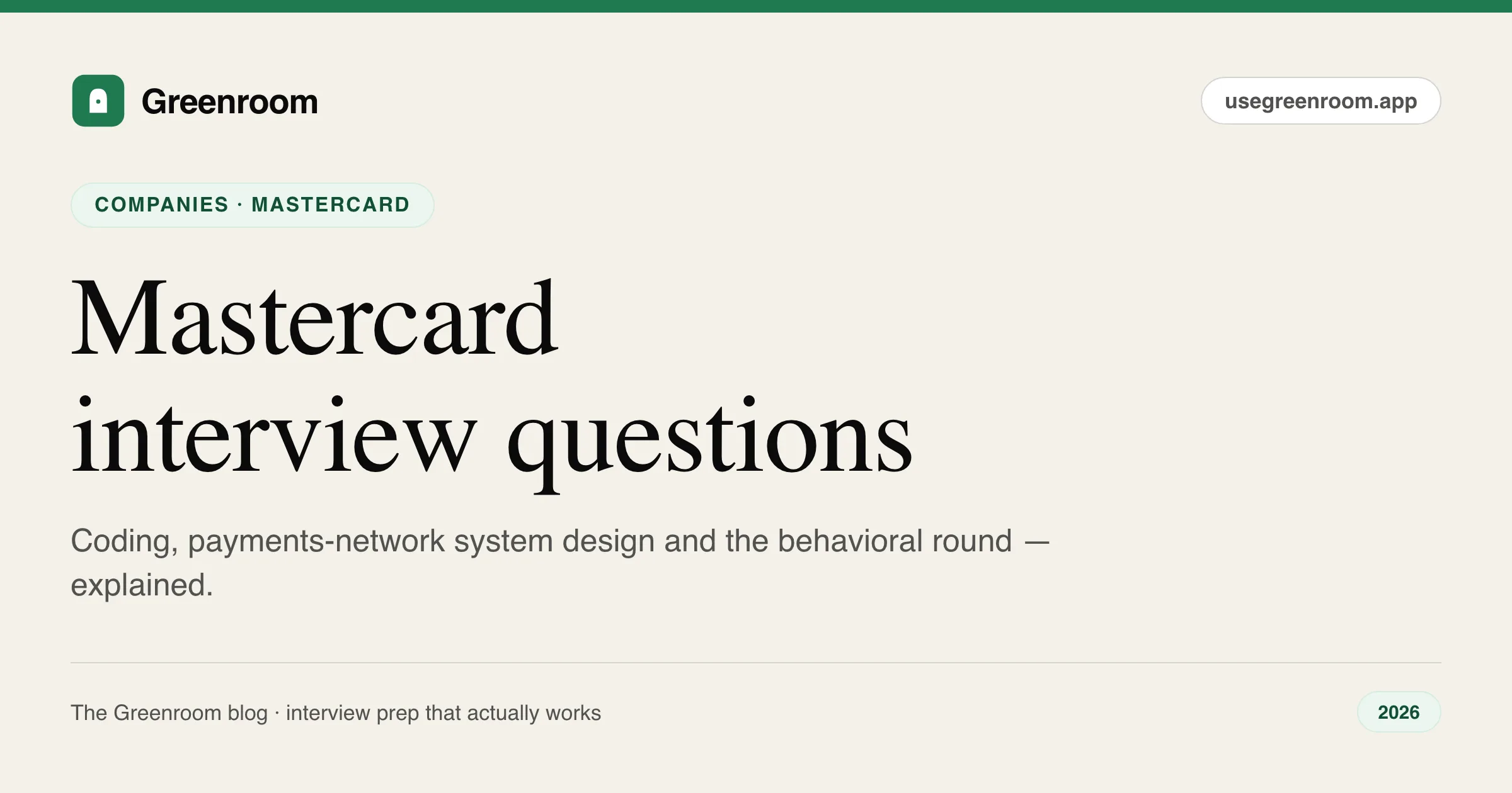 Mastercard interview questions and answers — cover from Greenroom, the AI mock interviewer