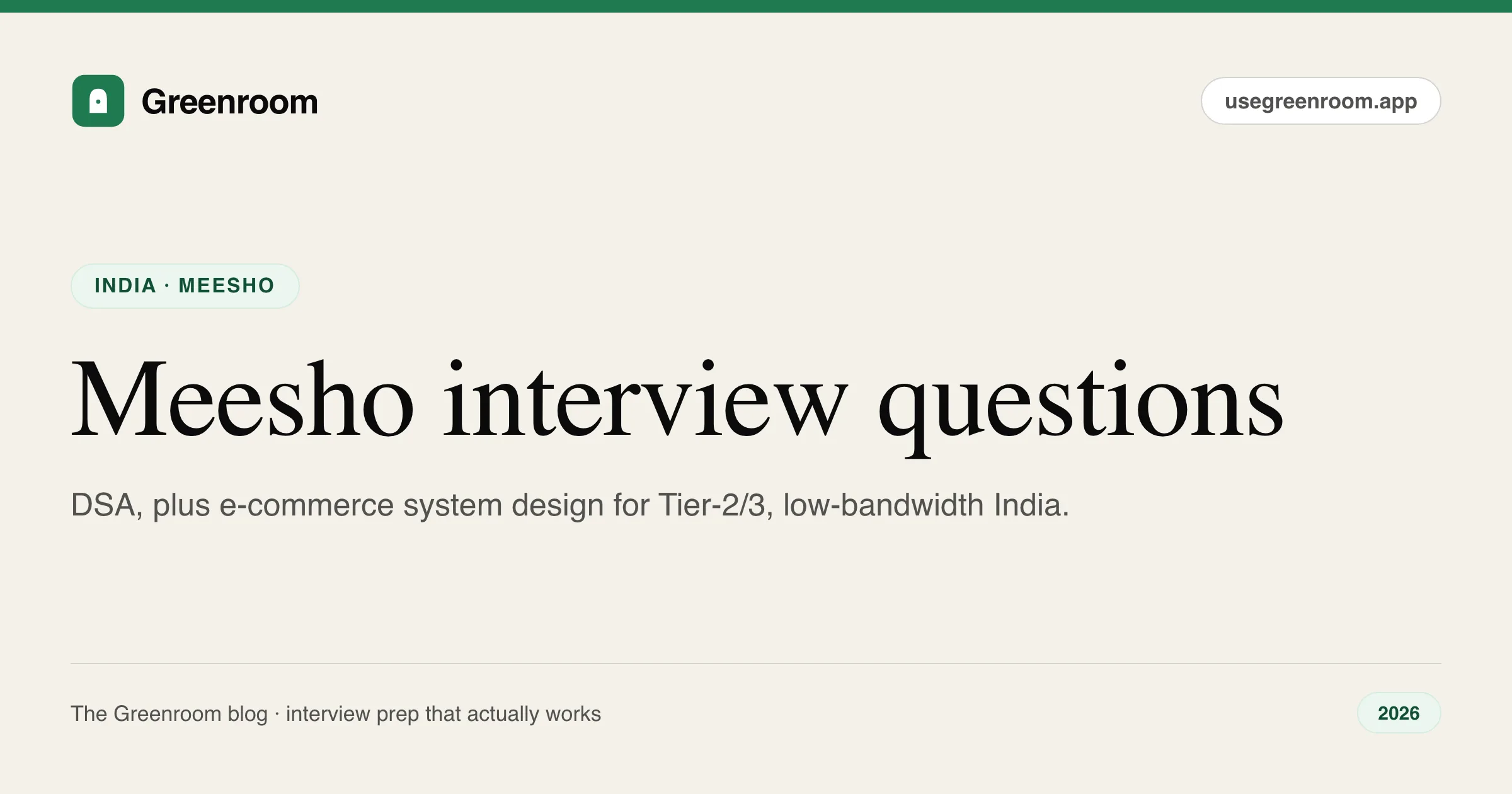 Meesho interview questions — cover from Greenroom, the AI mock interviewer