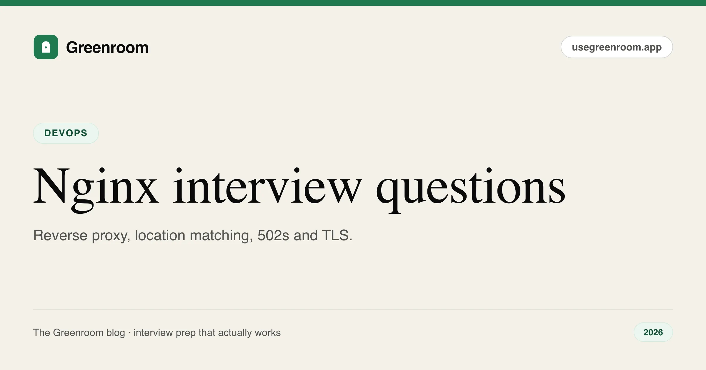 Nginx interview questions and answers guide — cover from Greenroom, the AI mock interviewer