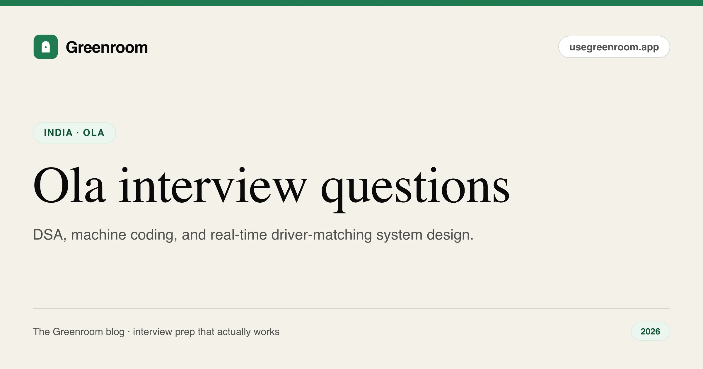 Ola interview questions — cover from Greenroom, the AI mock interviewer