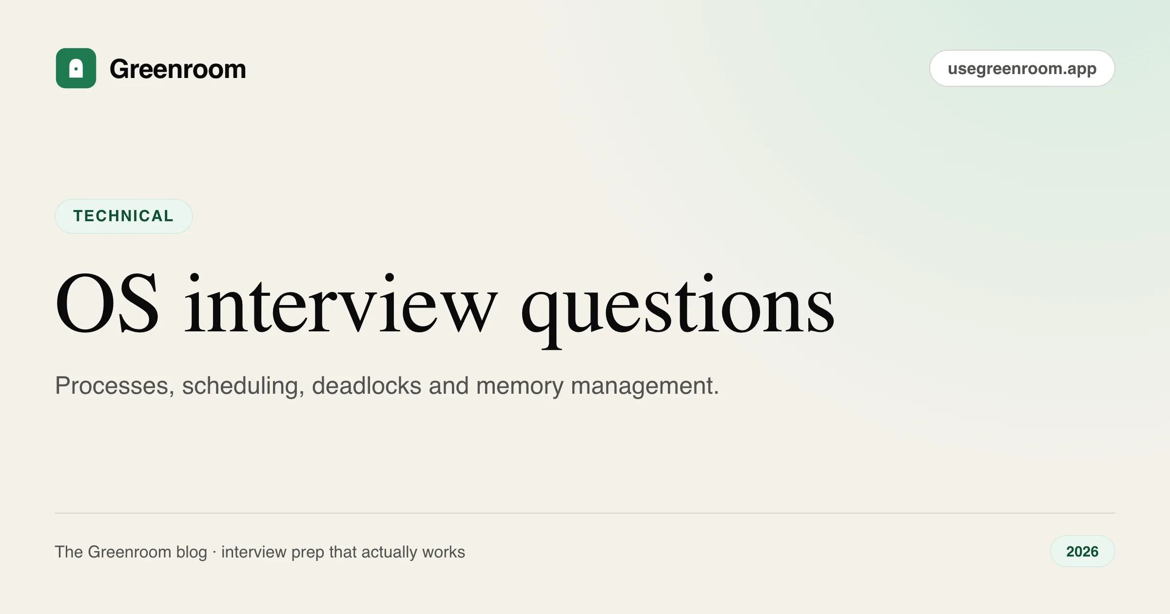 Operating system interview questions and answers — cover from Greenroom, the AI mock interviewer