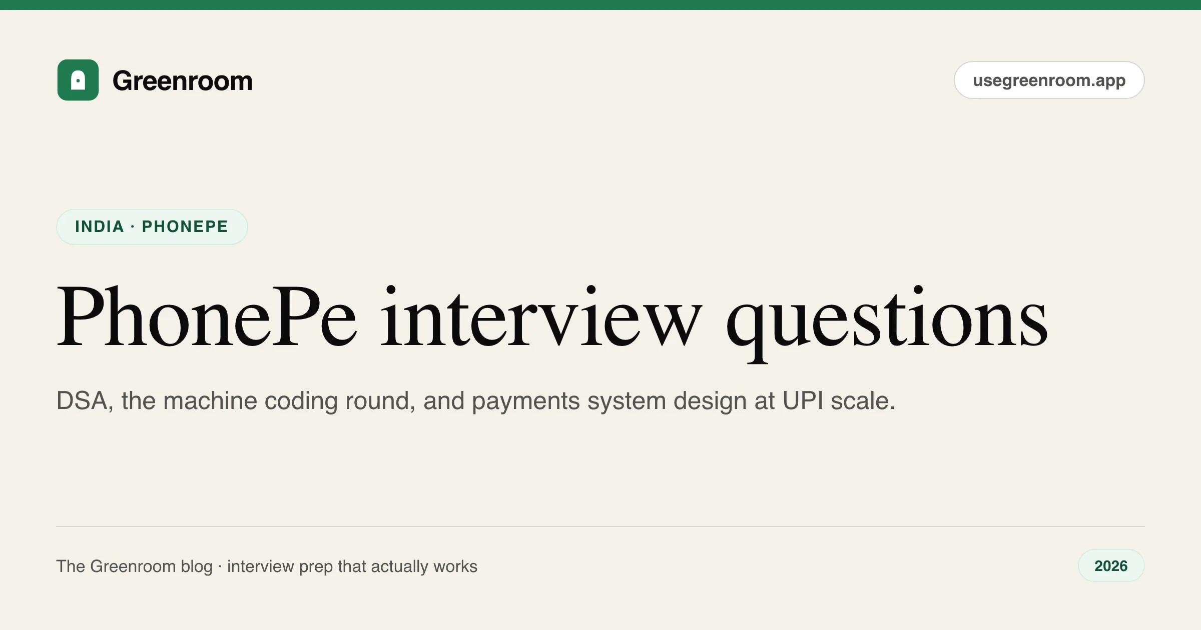 PhonePe interview questions — cover from Greenroom, the AI mock interviewer