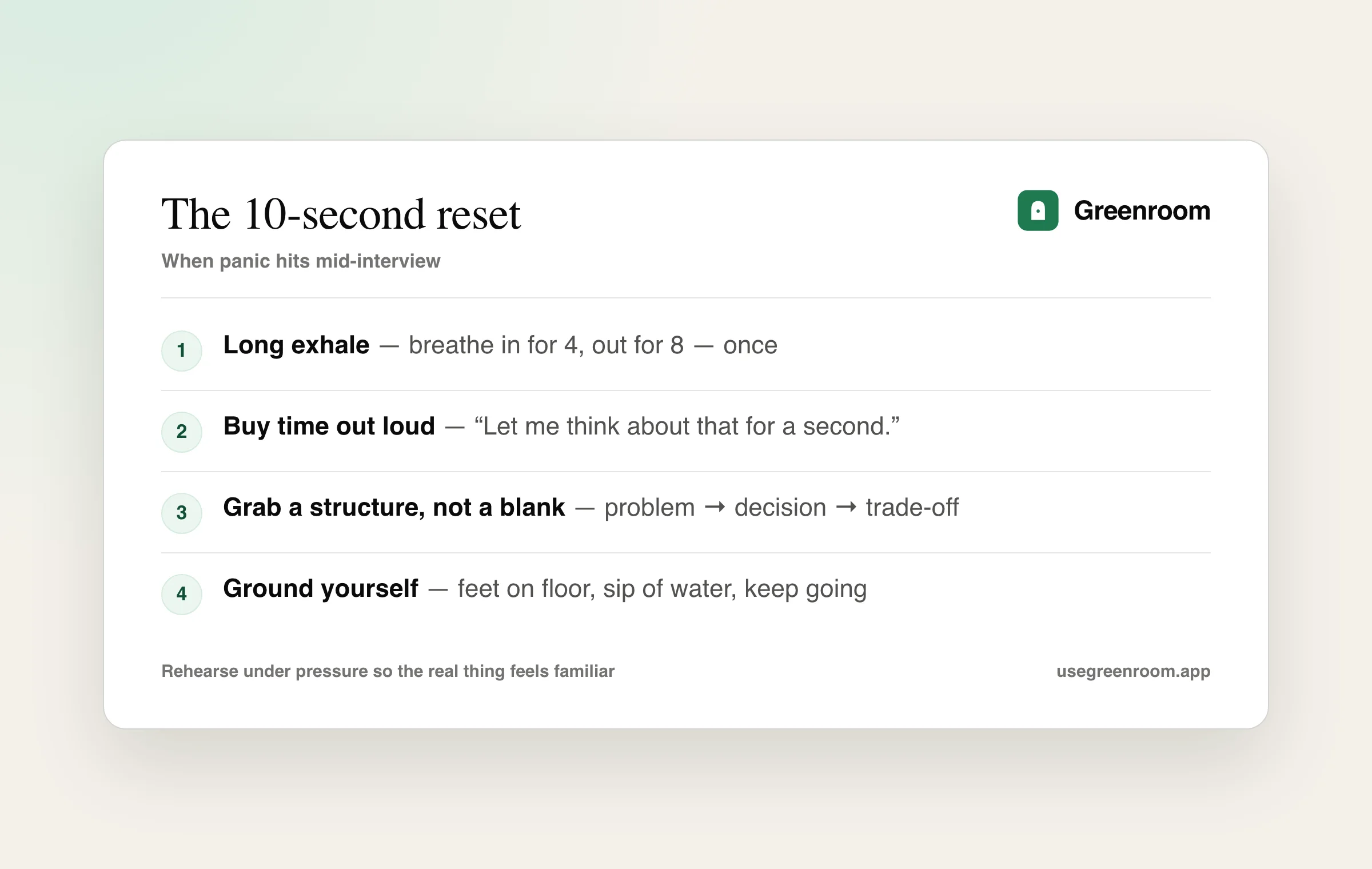 A short reset routine for recovering after an interview rejection