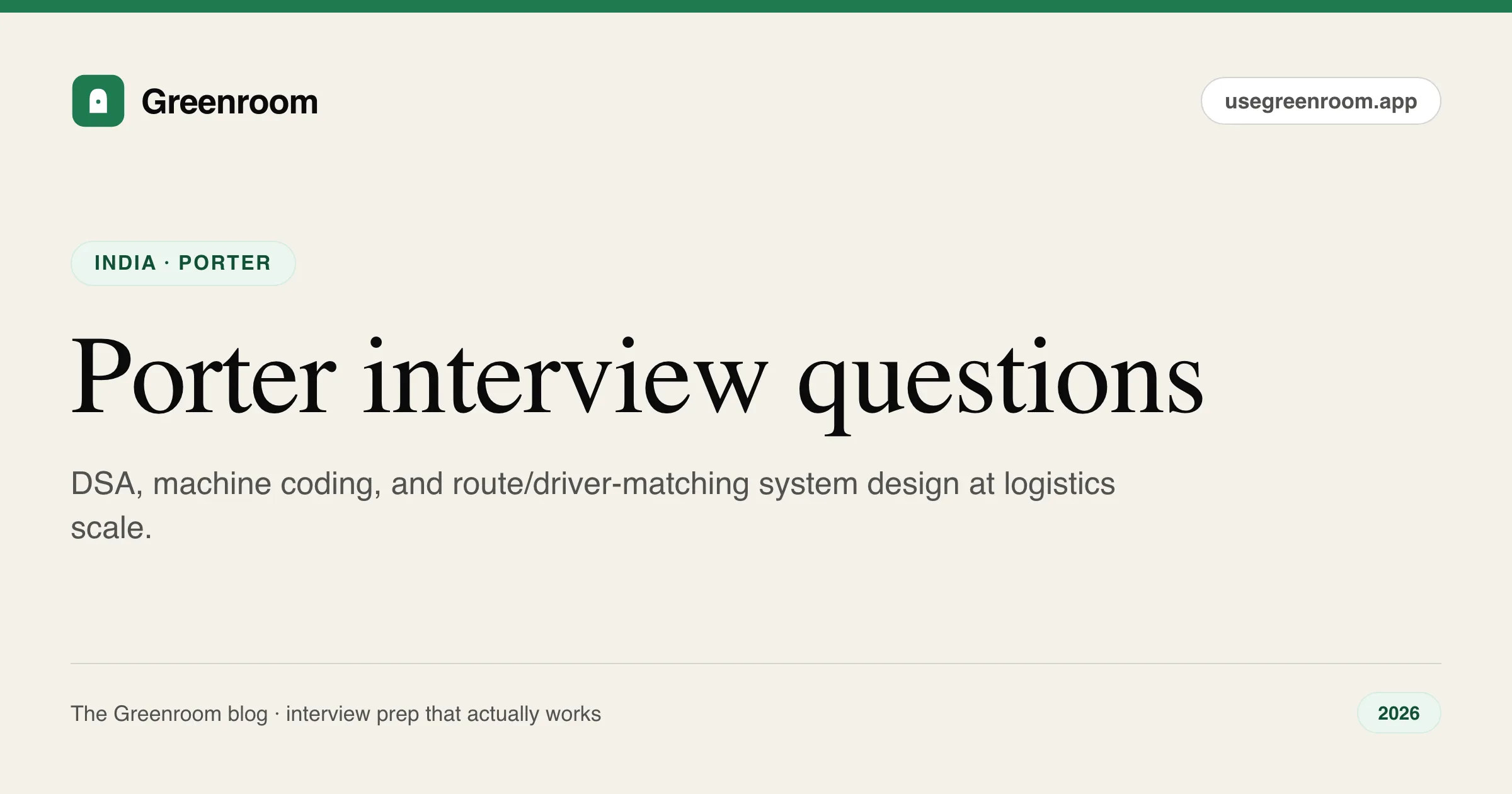Porter interview questions — cover from Greenroom, the AI mock interviewer