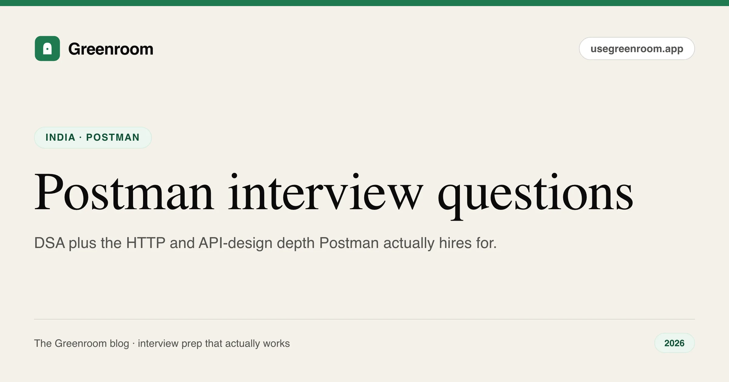 Postman interview questions — cover from Greenroom, the AI mock interviewer