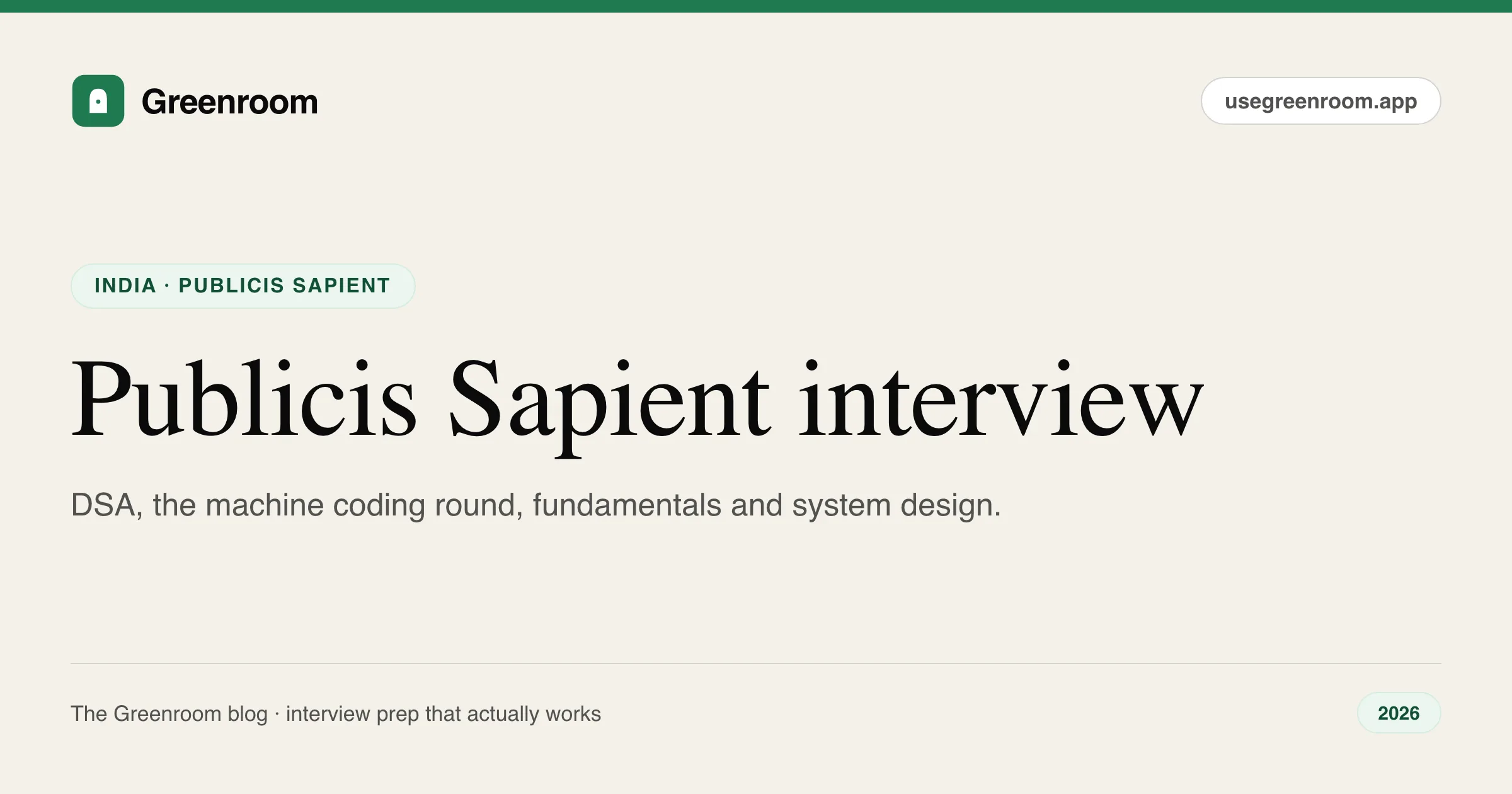 Publicis Sapient interview questions guide — cover from Greenroom, the AI mock interviewer