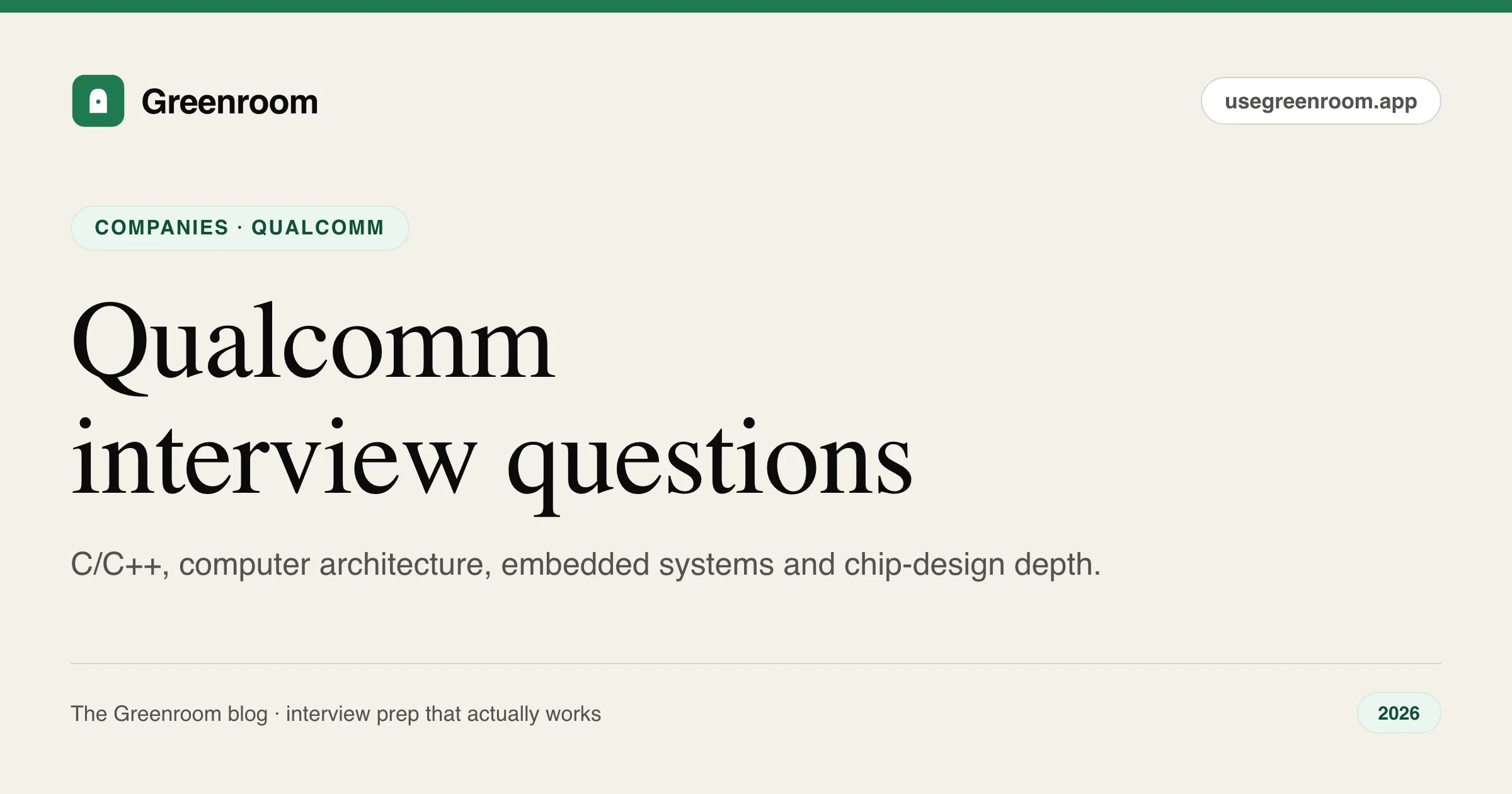 Qualcomm interview questions and answers — cover from Greenroom, the AI mock interviewer