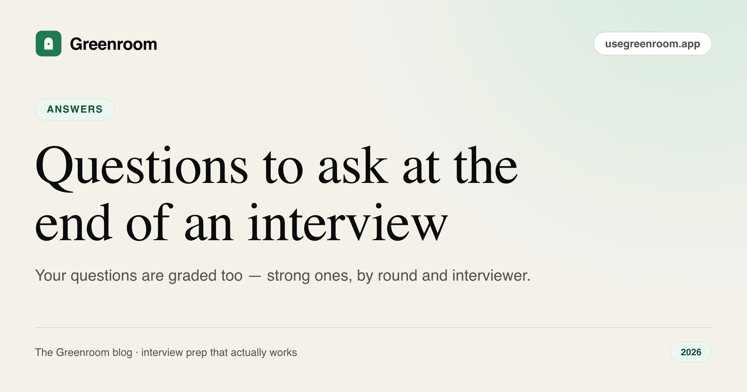The best questions to ask at the end of a software engineer interview — cover illustration from Greenroom, the AI mock interviewer